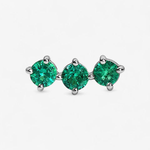 Celeste Emerald Trio Studs 14K White Gold Single