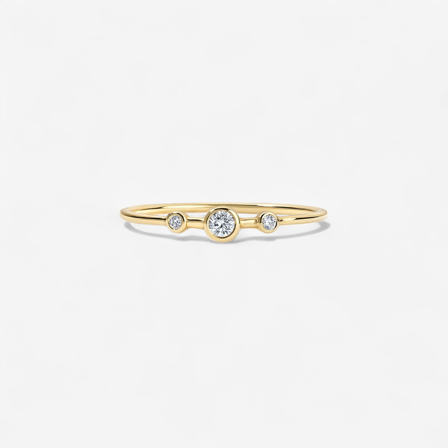 Margot Three Diamond Bezel Ring 14K Yellow Gold