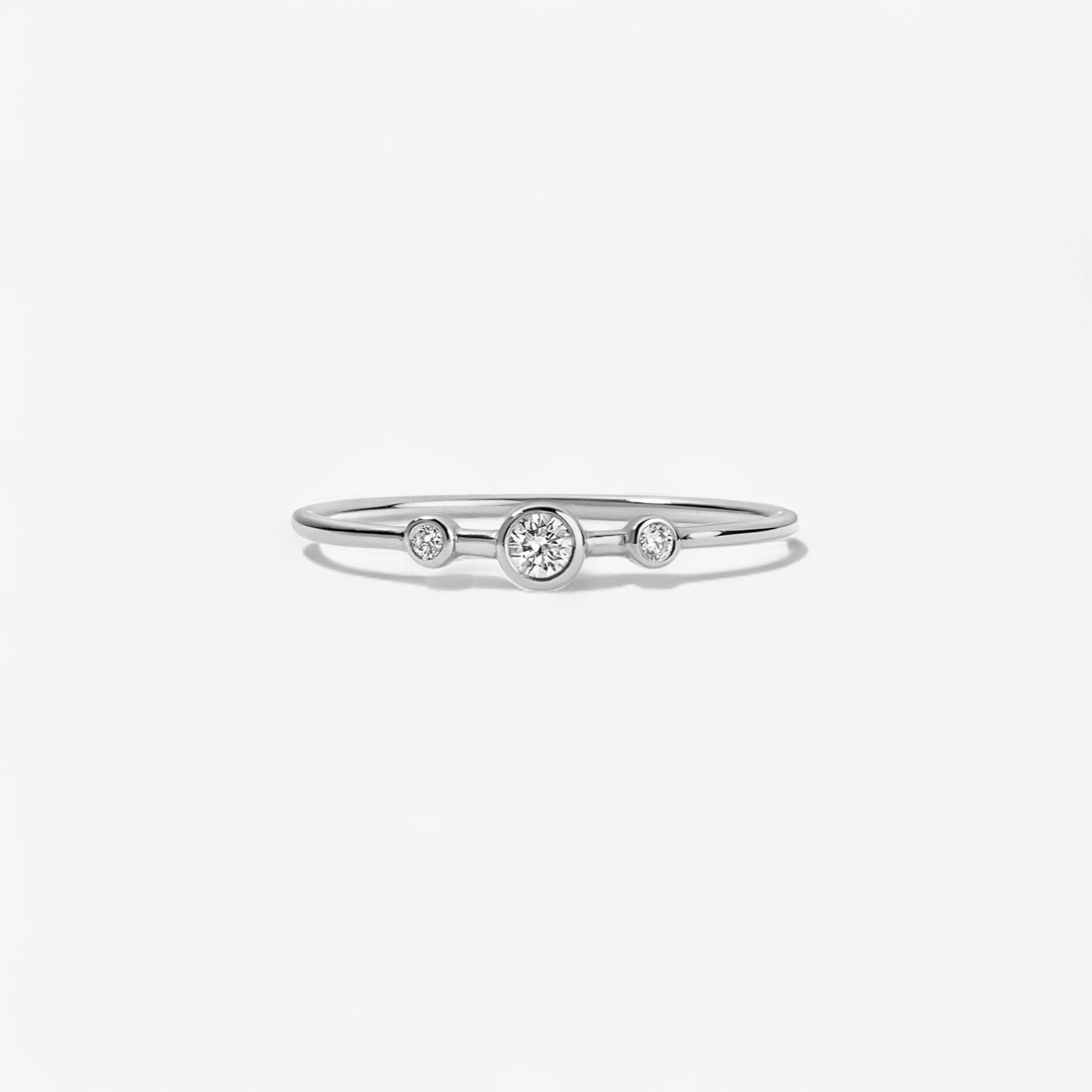 Margot Three Diamond Bezel Ring 14K White Gold