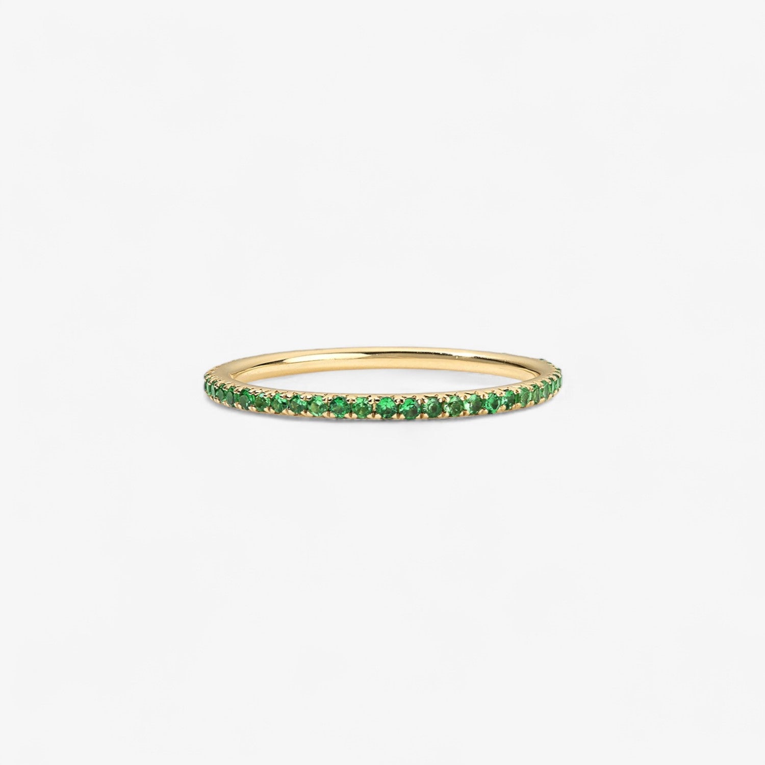 Ivy Rainbow Stack Bands 14K Yellow Gold Tsavorite