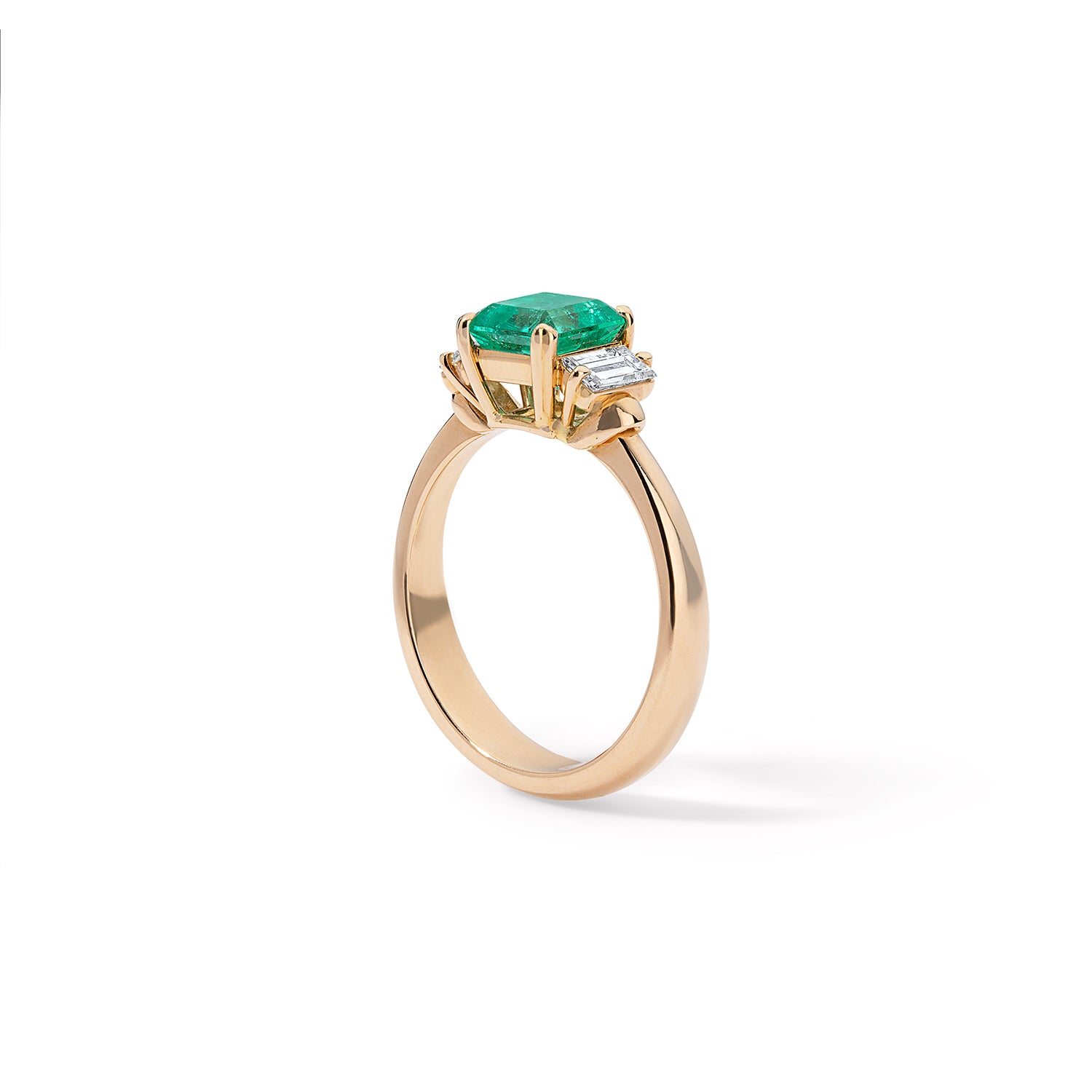 Vintage Emerald and Diamond Three Stone Ring