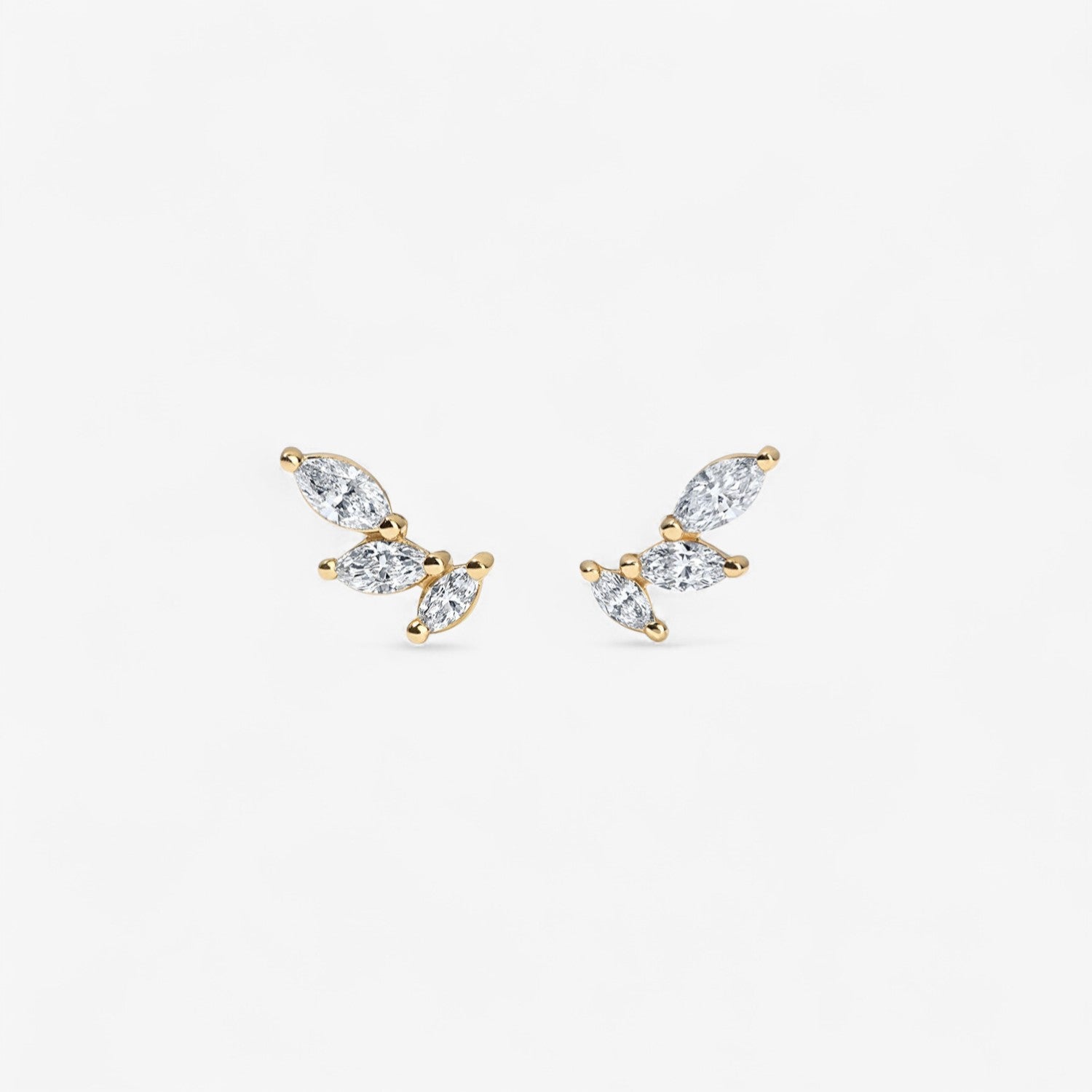 Diamond Marquise Studs 14K Yellow Gold Pair