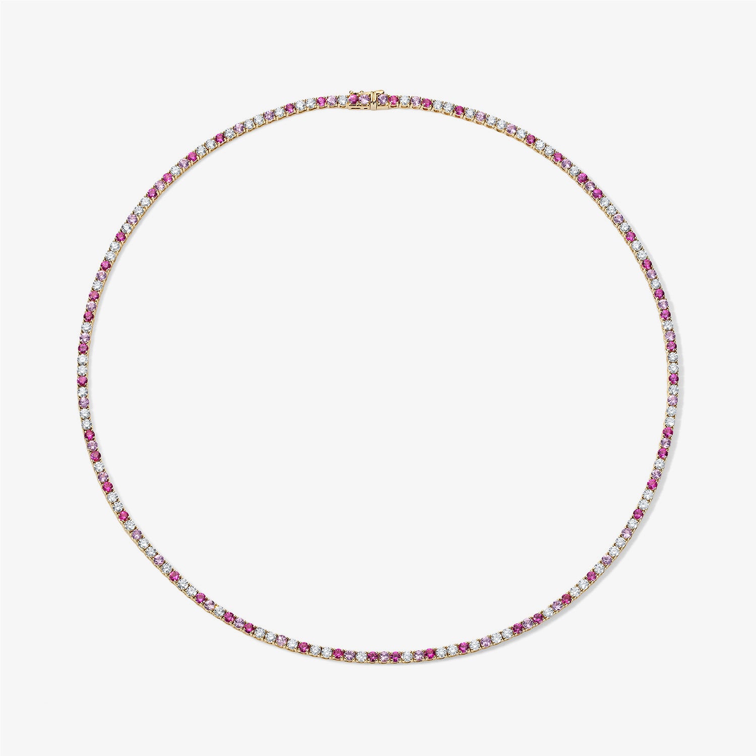 Grace Pink Sapphire and Diamond Tennis Necklace 14K Yellow Gold