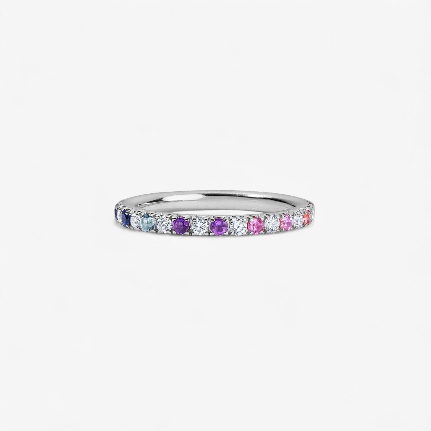 Grace Rainbow Sapphire and Diamond Stack Band