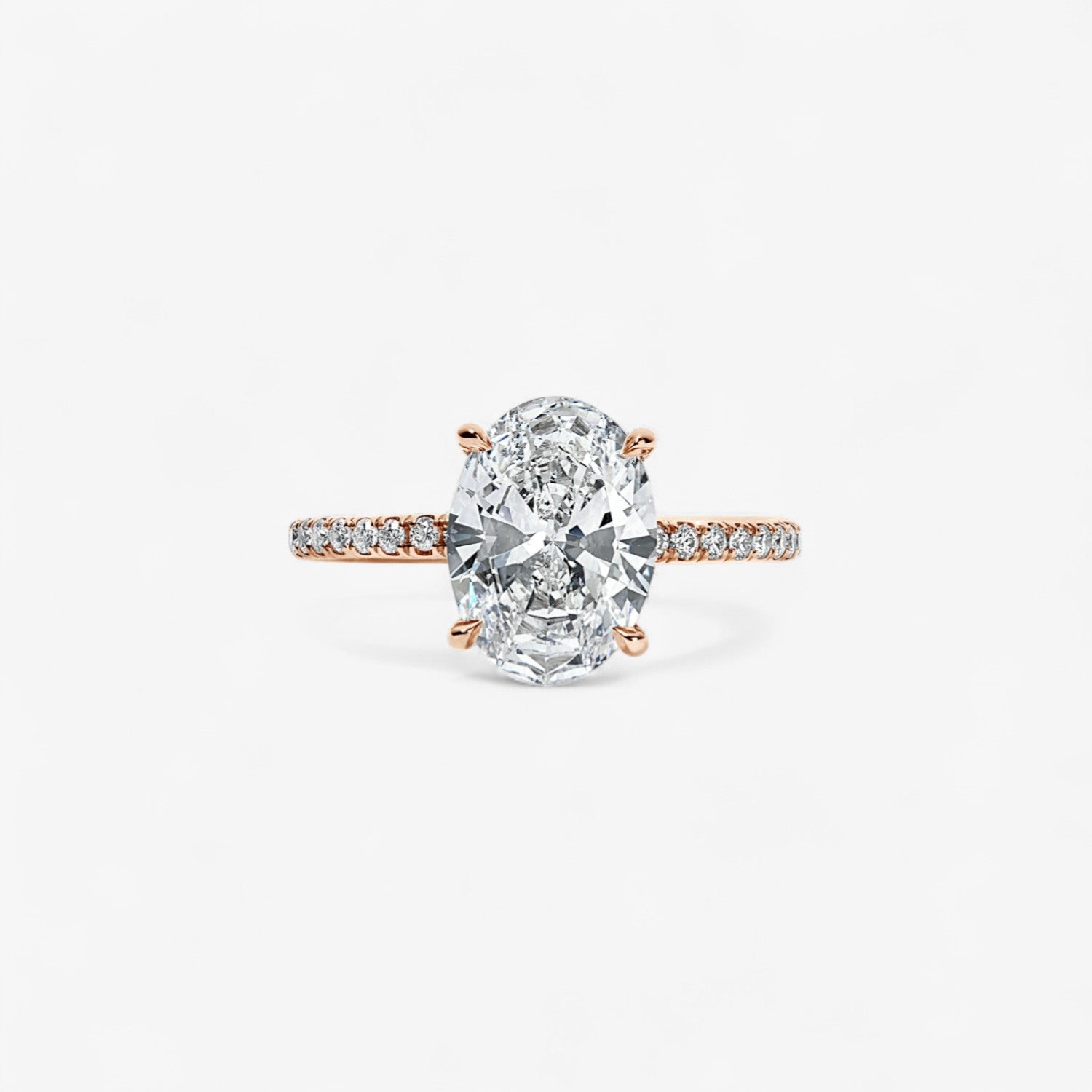 2.01CT Oval Cut Pave Band Engagement Ring