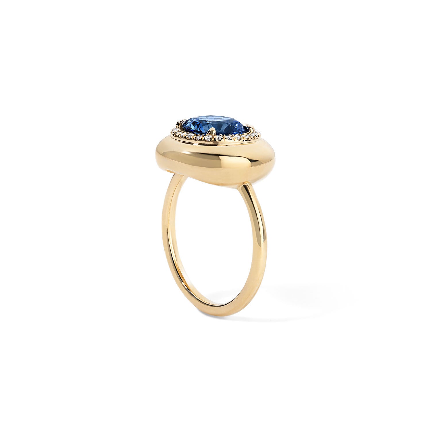 2.13ct Round Blue Sapphire Button Engagement Ring