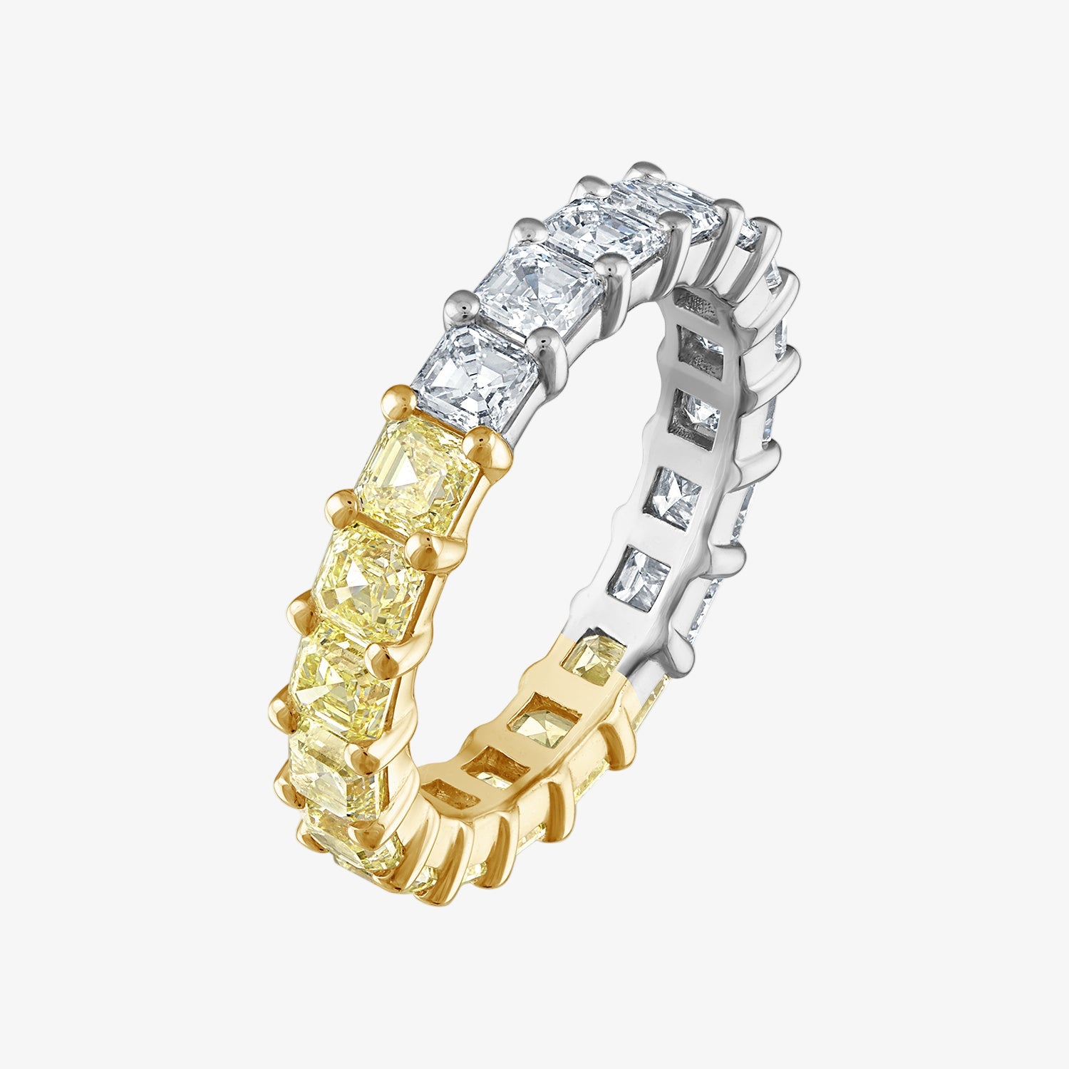Two Tone Asscher Cut Eternity Band