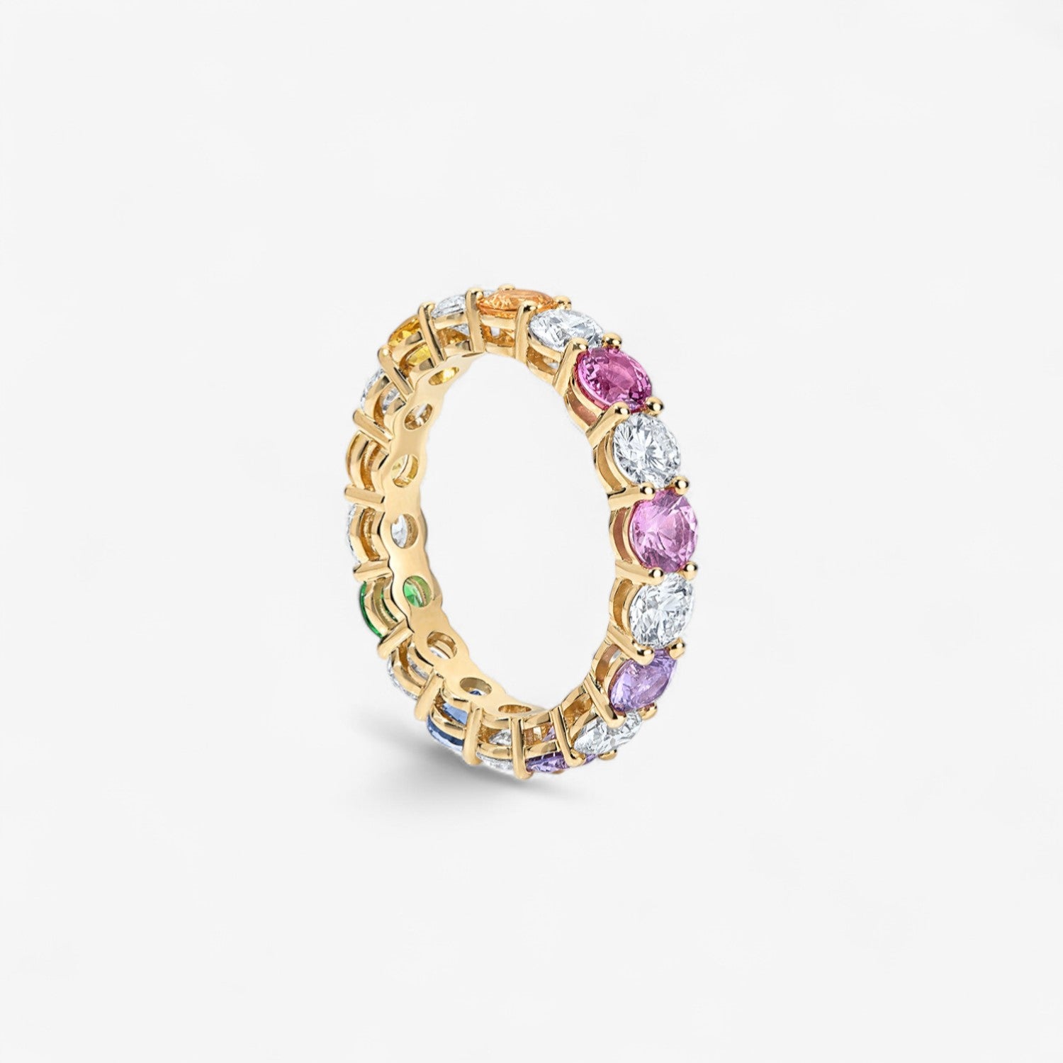 Grace Rainbow Sapphire and Diamond Eternity Band