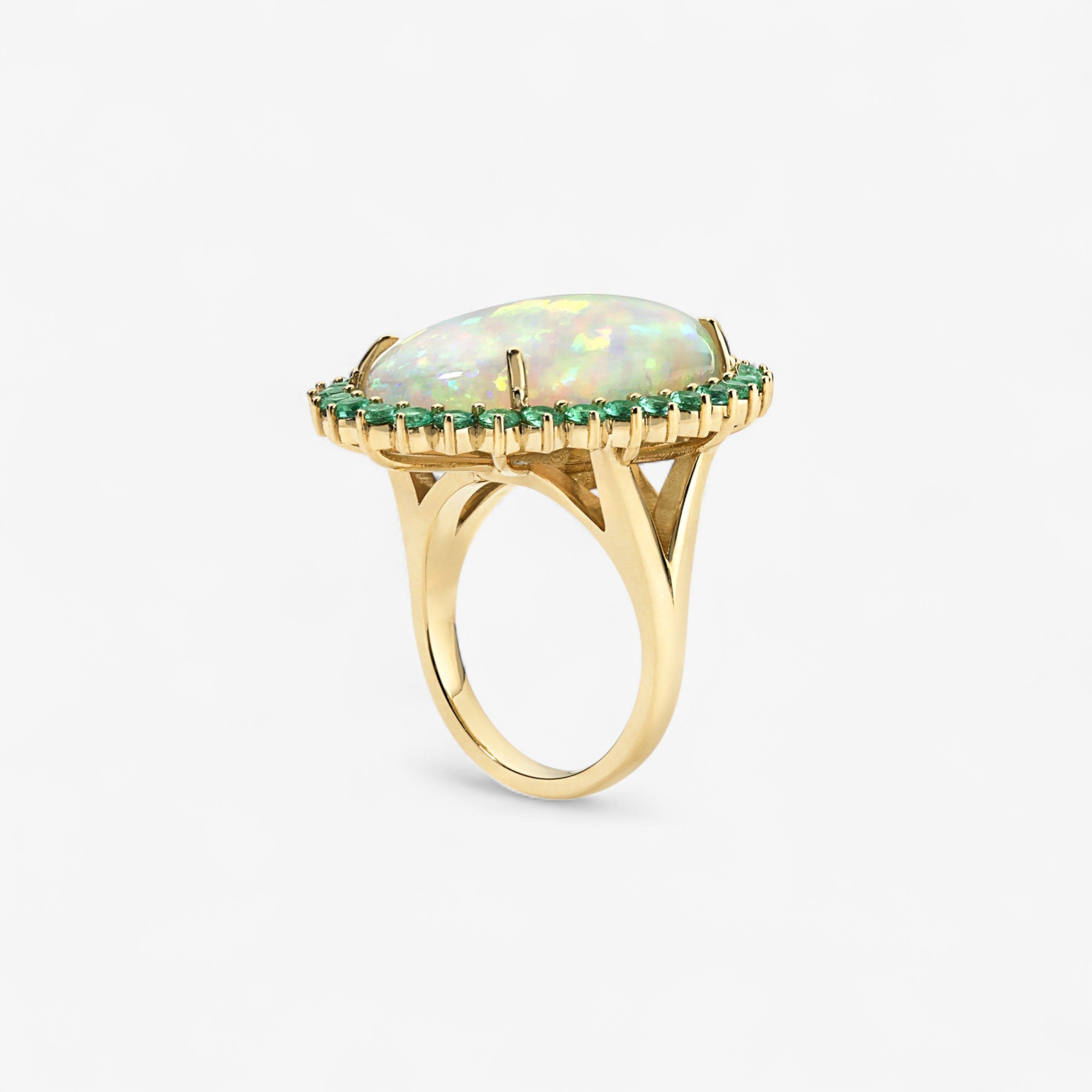 Grace Ethiopian Opal and Emerald Cocktail Ring