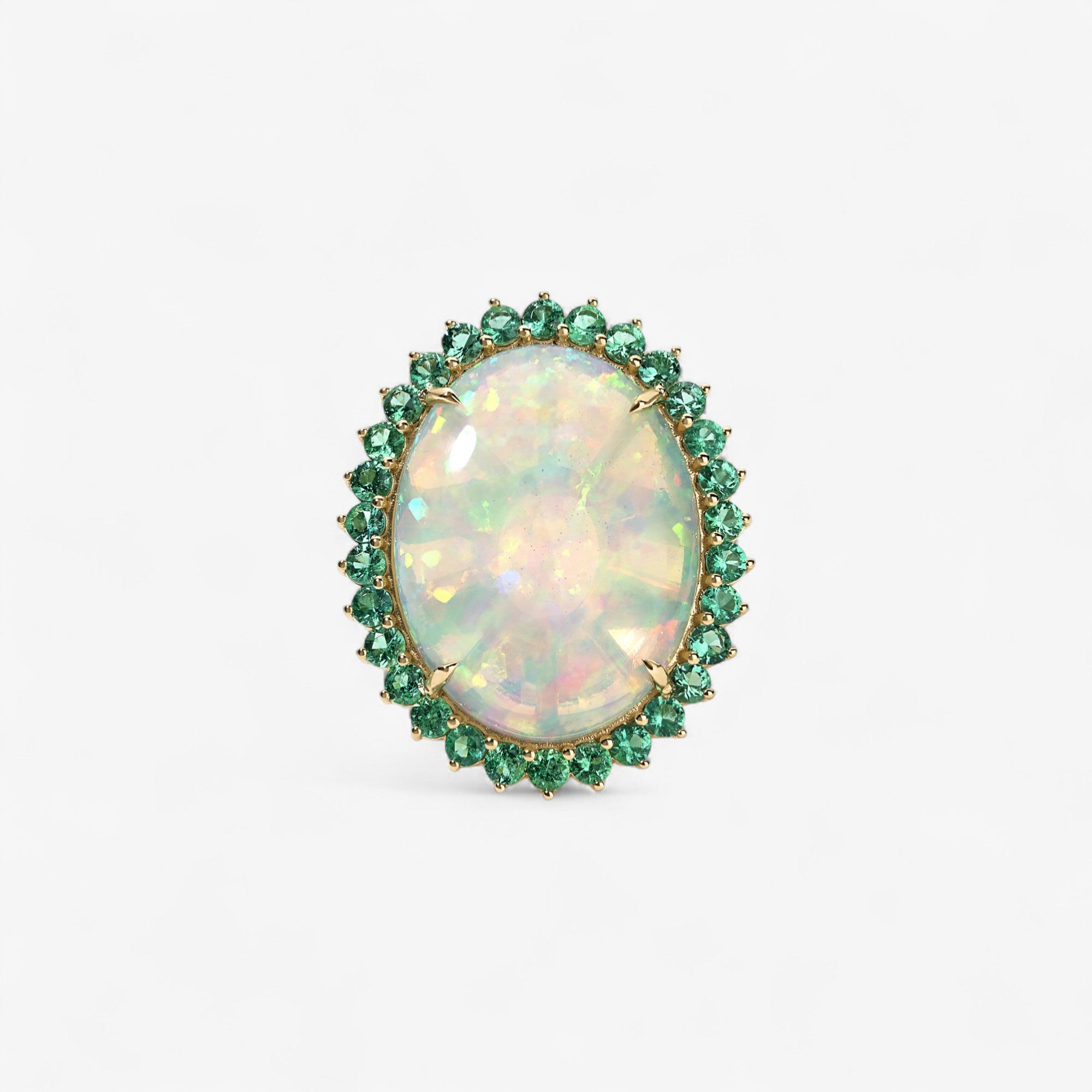 Grace Ethiopian Opal and Emerald Cocktail Ring