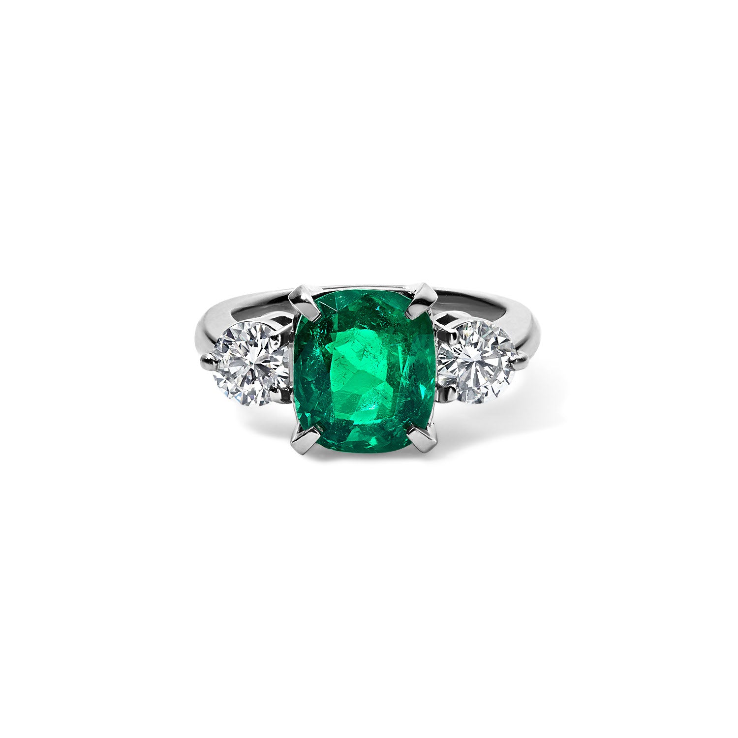 Vintage Cushion Cut Emerald Ring