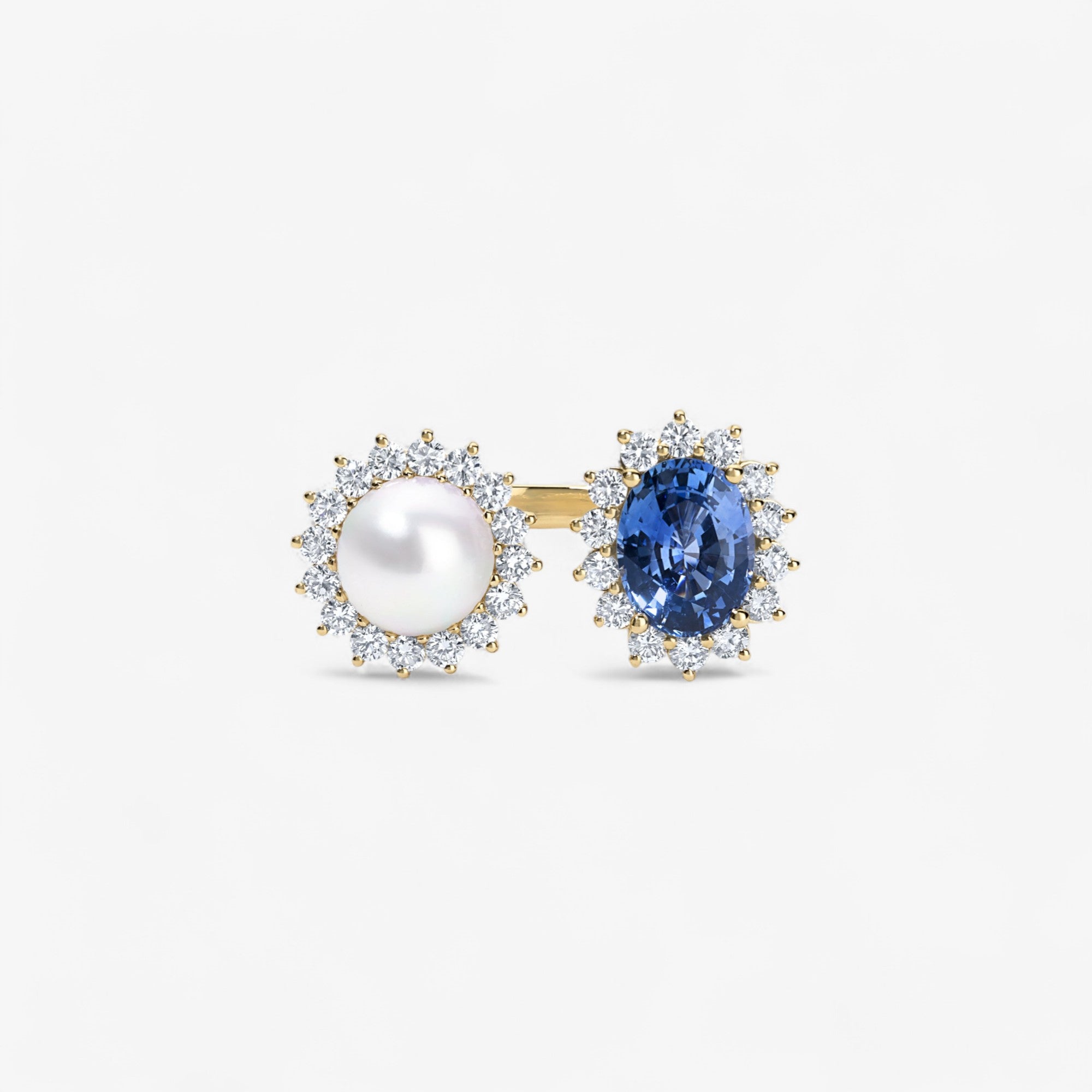 Grace Pearl and Sapphire Toi et Moi Ring