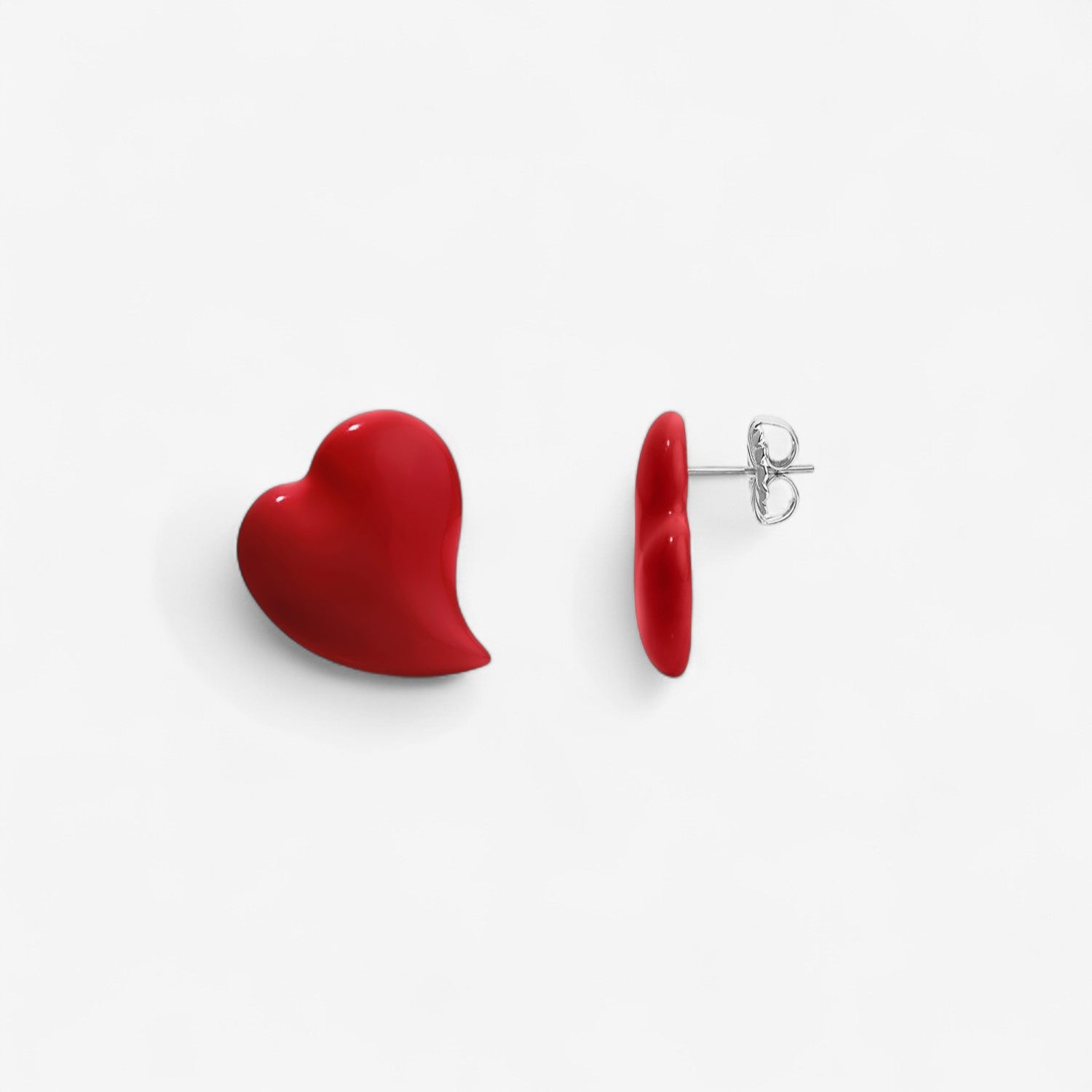 Poppy Enamel Heart Earrings