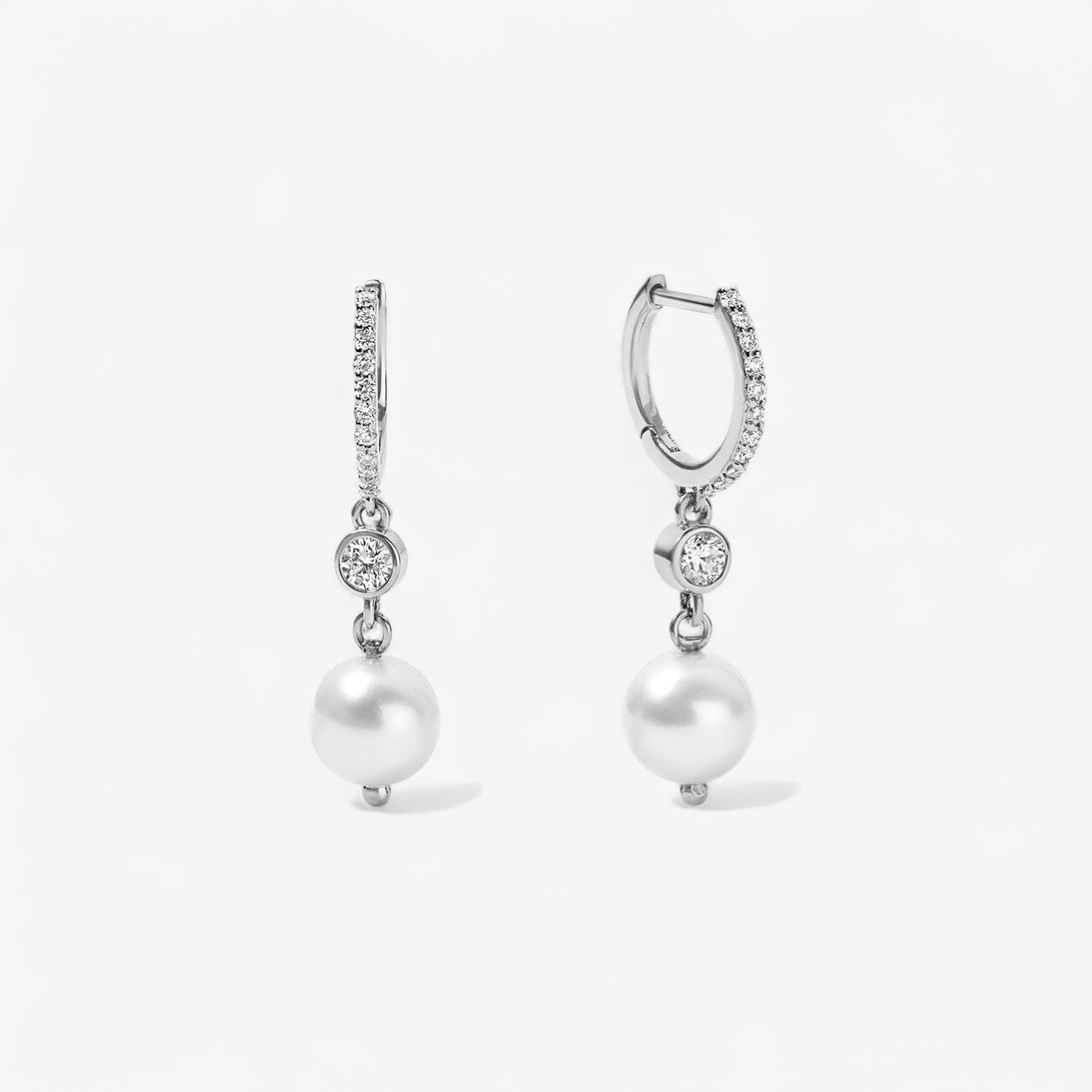 Diamond Huggie with Pearl Drop