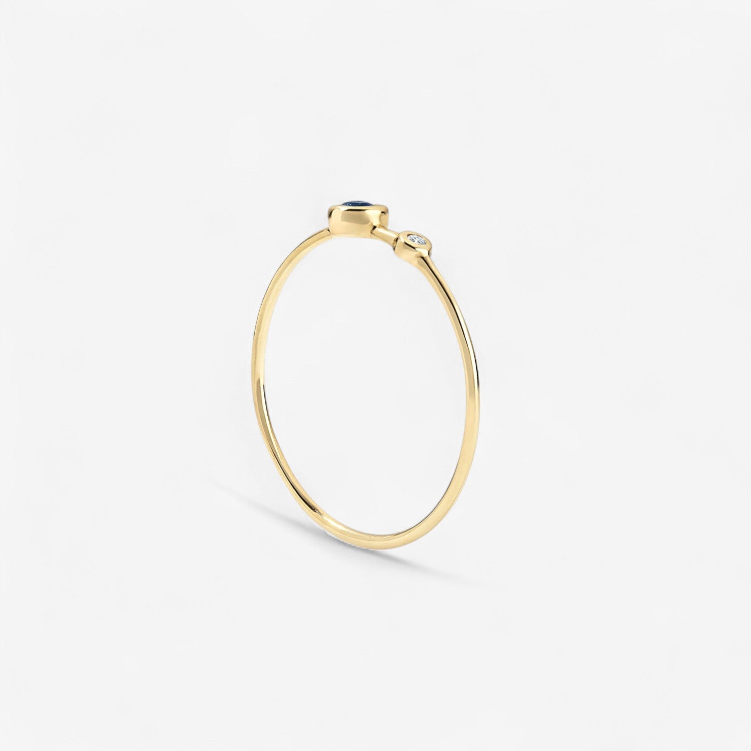 Diamond and Gemstone Two Bezel Ring