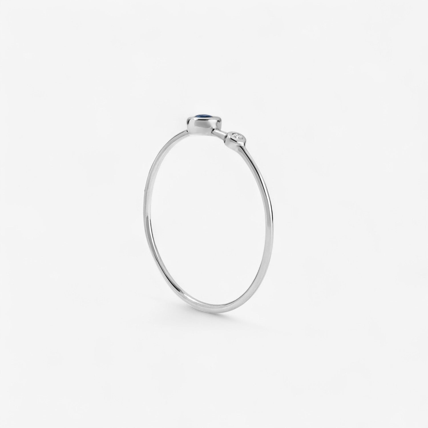 Diamond and Gemstone Two Bezel Ring