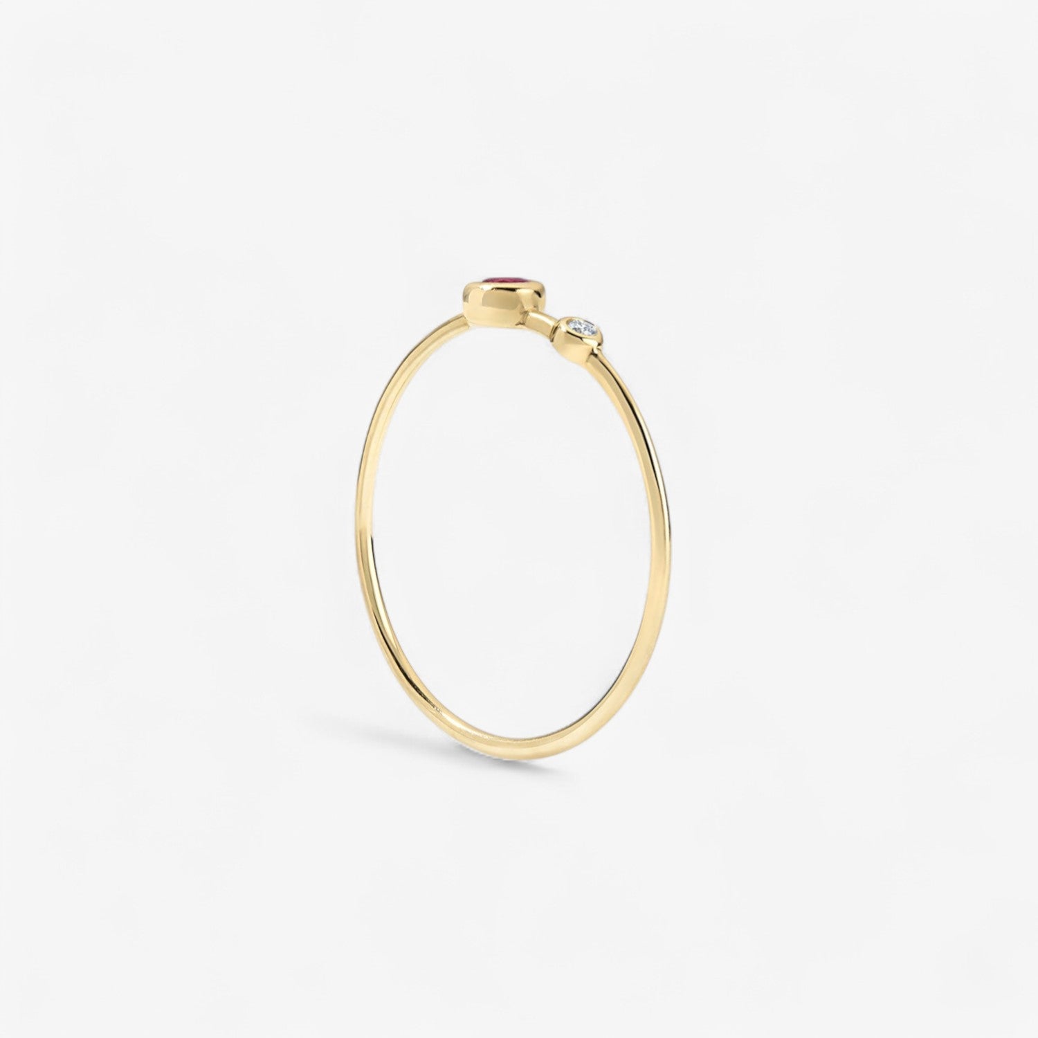 Diamond and Gemstone Two Bezel Ring