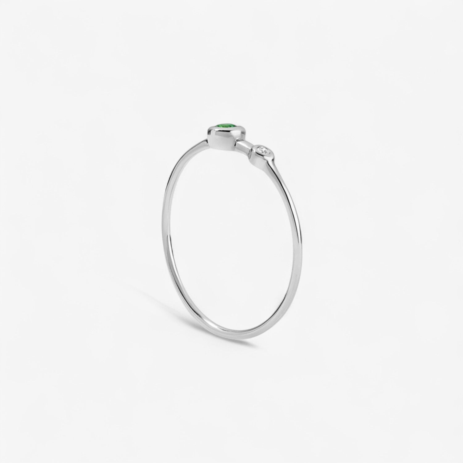 Diamond and Gemstone Two Bezel Ring