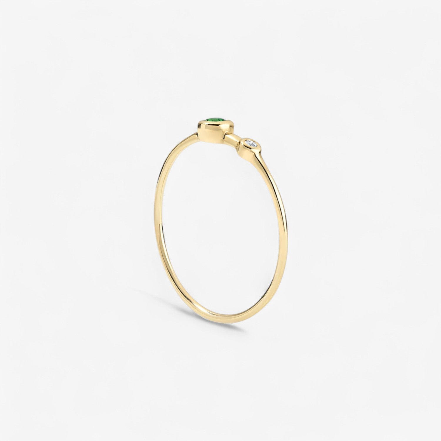 Diamond and Gemstone Two Bezel Ring