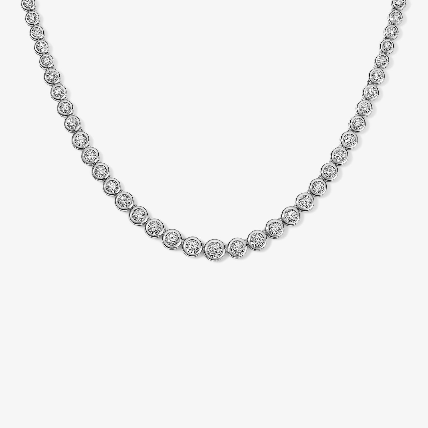 Maya Graduated Illusion Tennis Necklace 14K White Gold 16in
