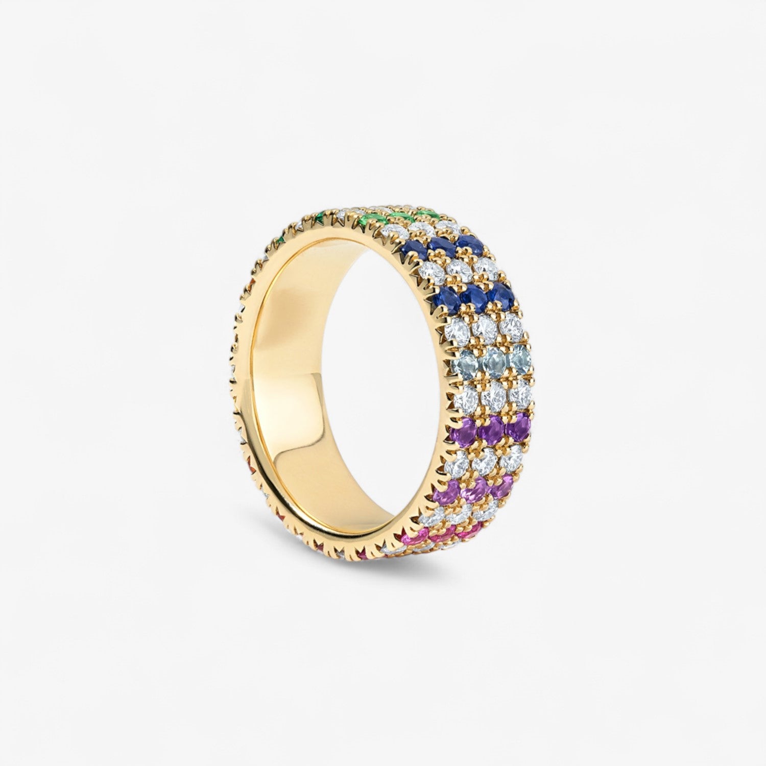 Grace Rainbow Sapphire and Diamond Cigar Band