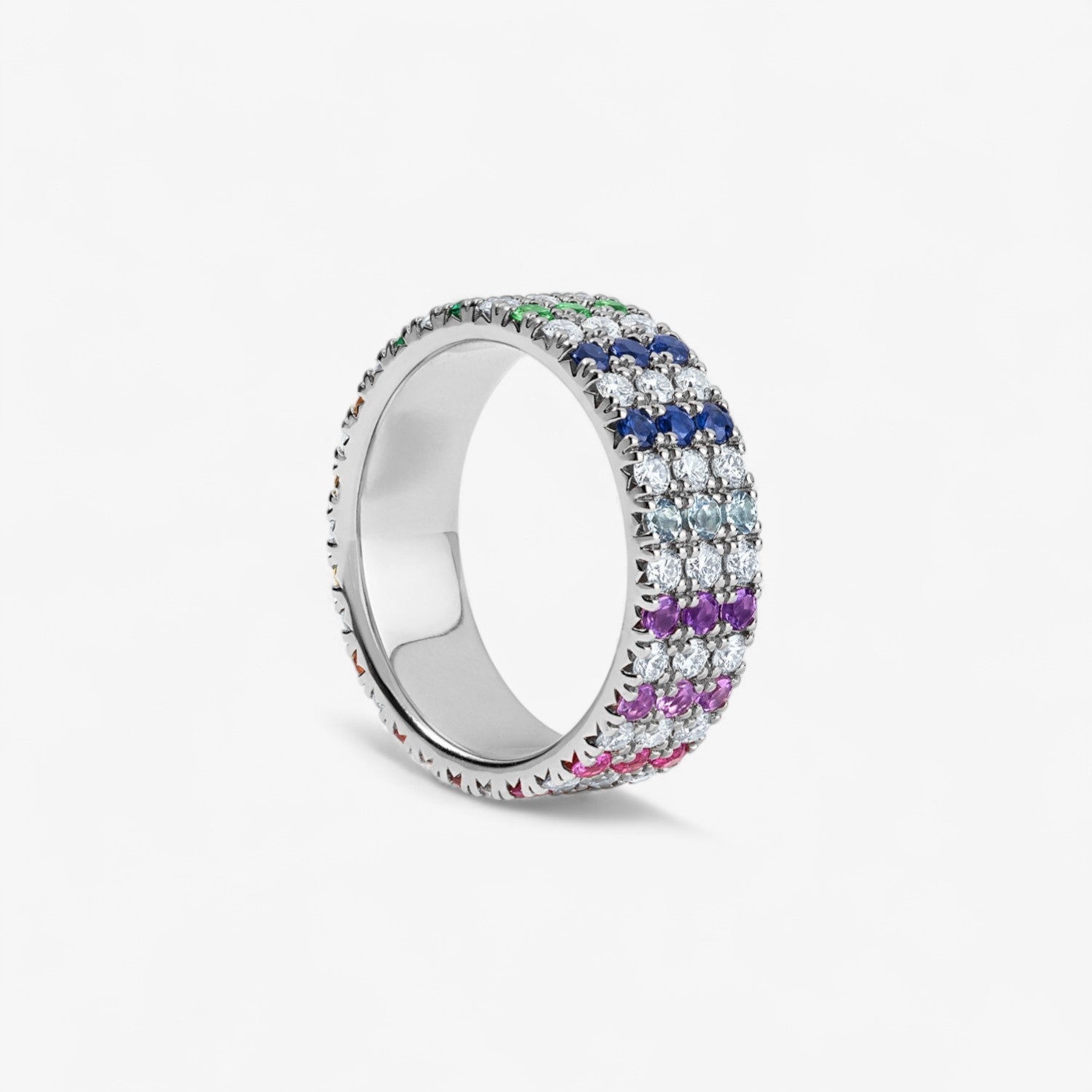 Grace Rainbow Sapphire and Diamond Cigar Band