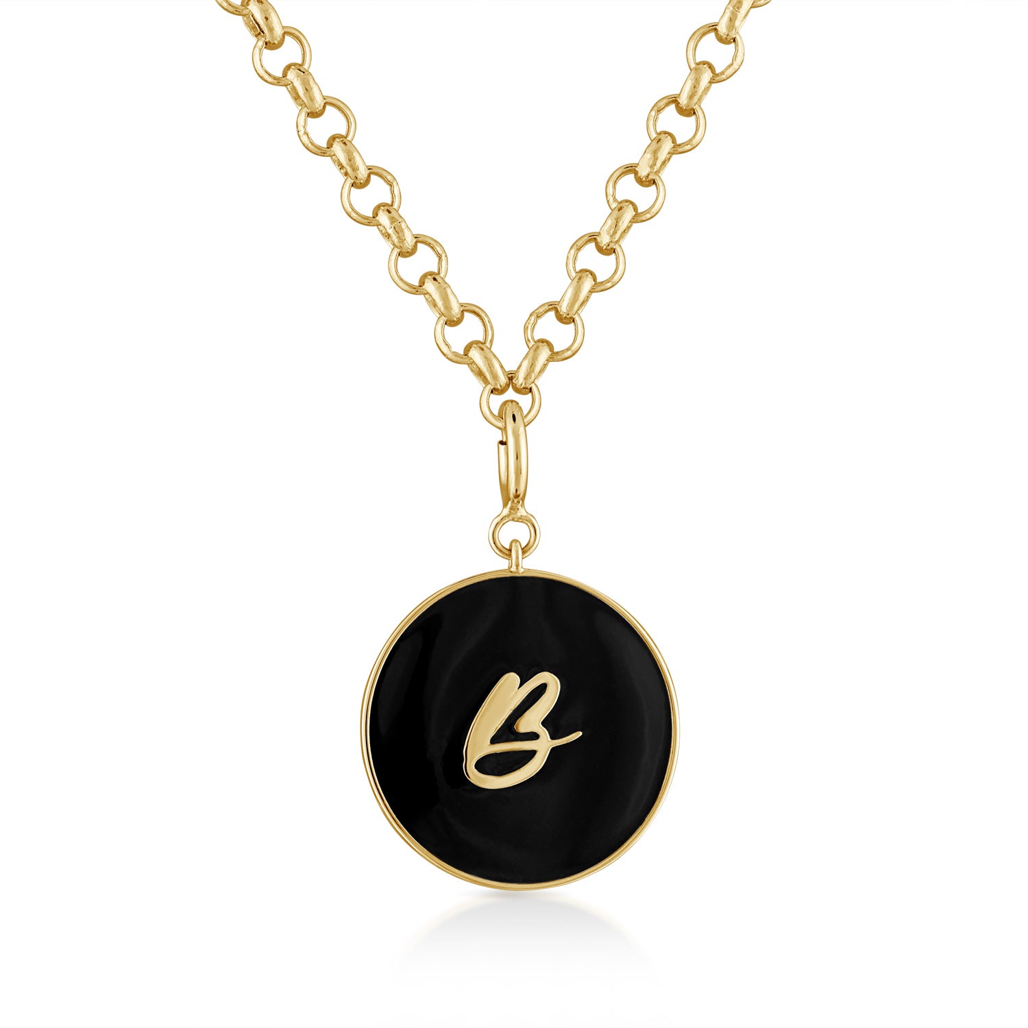 Enamel Disc with Gold Initial Necklace
