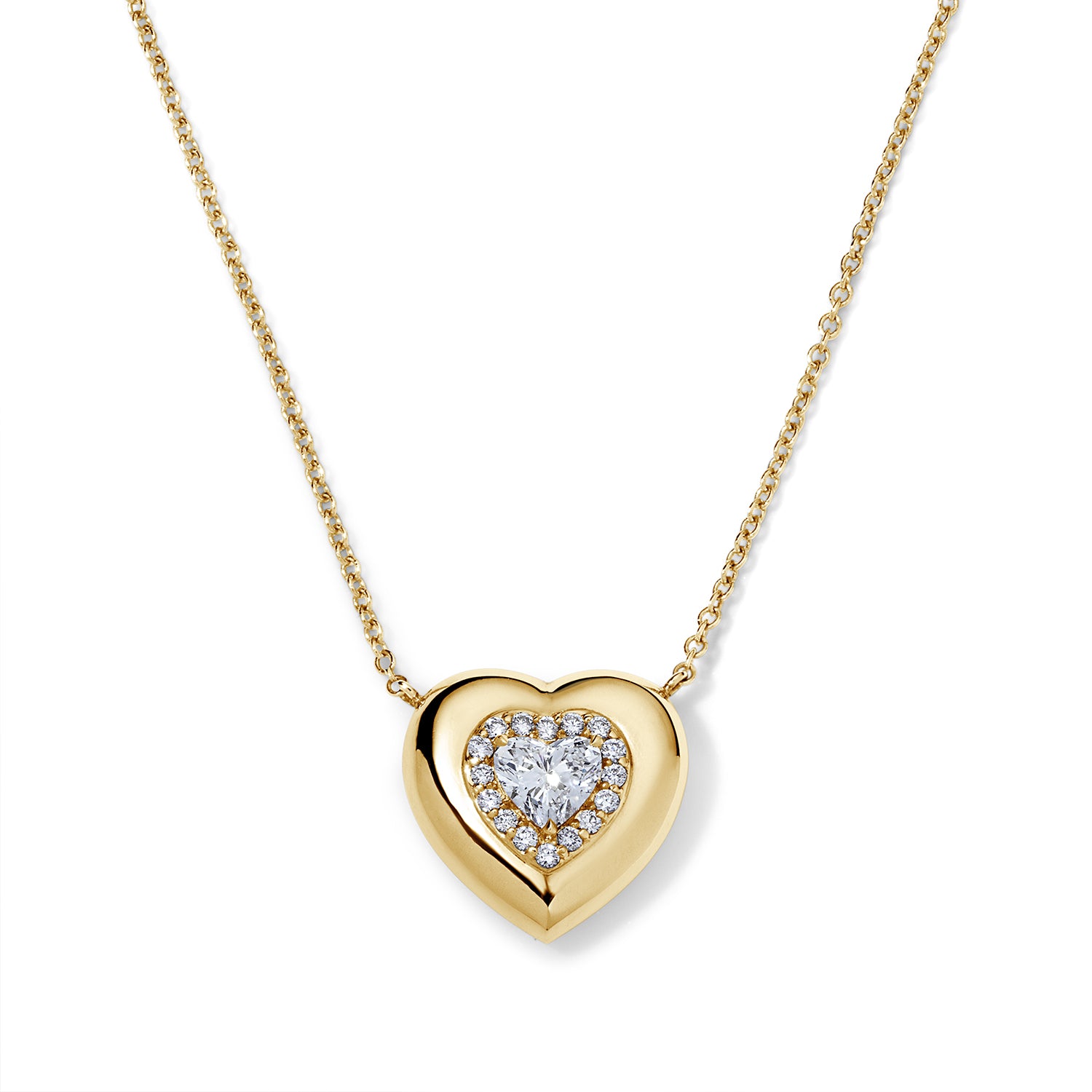 Mini Diamond Heart Button Necklace