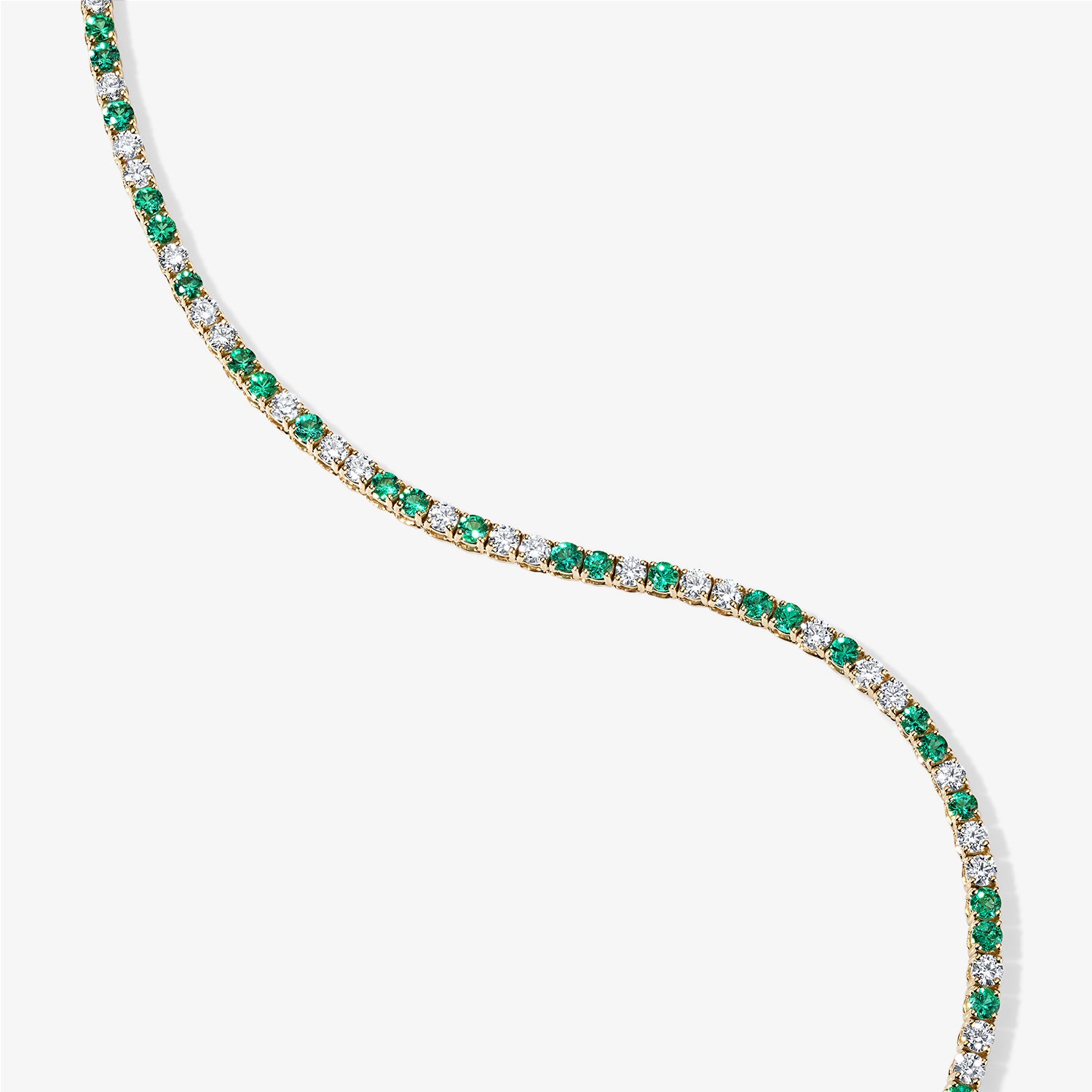 Grace Green Emerald and Diamond Tennis Necklace