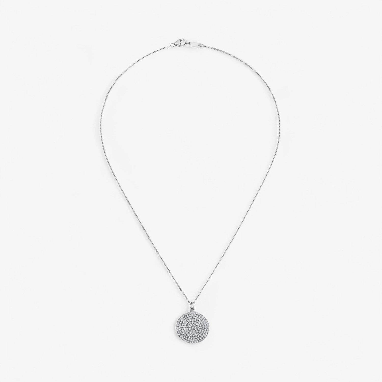 Token Disc Necklace 14K White Gold