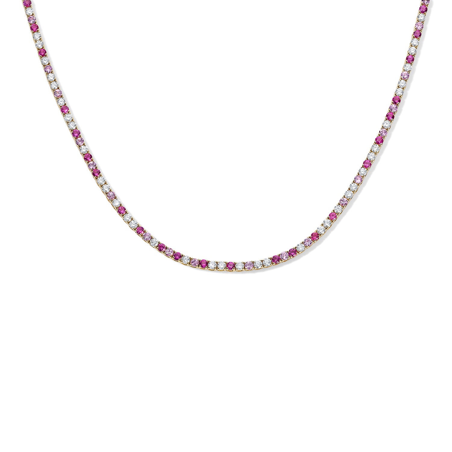 Grace Pink Sapphire and Diamond Tennis Necklace