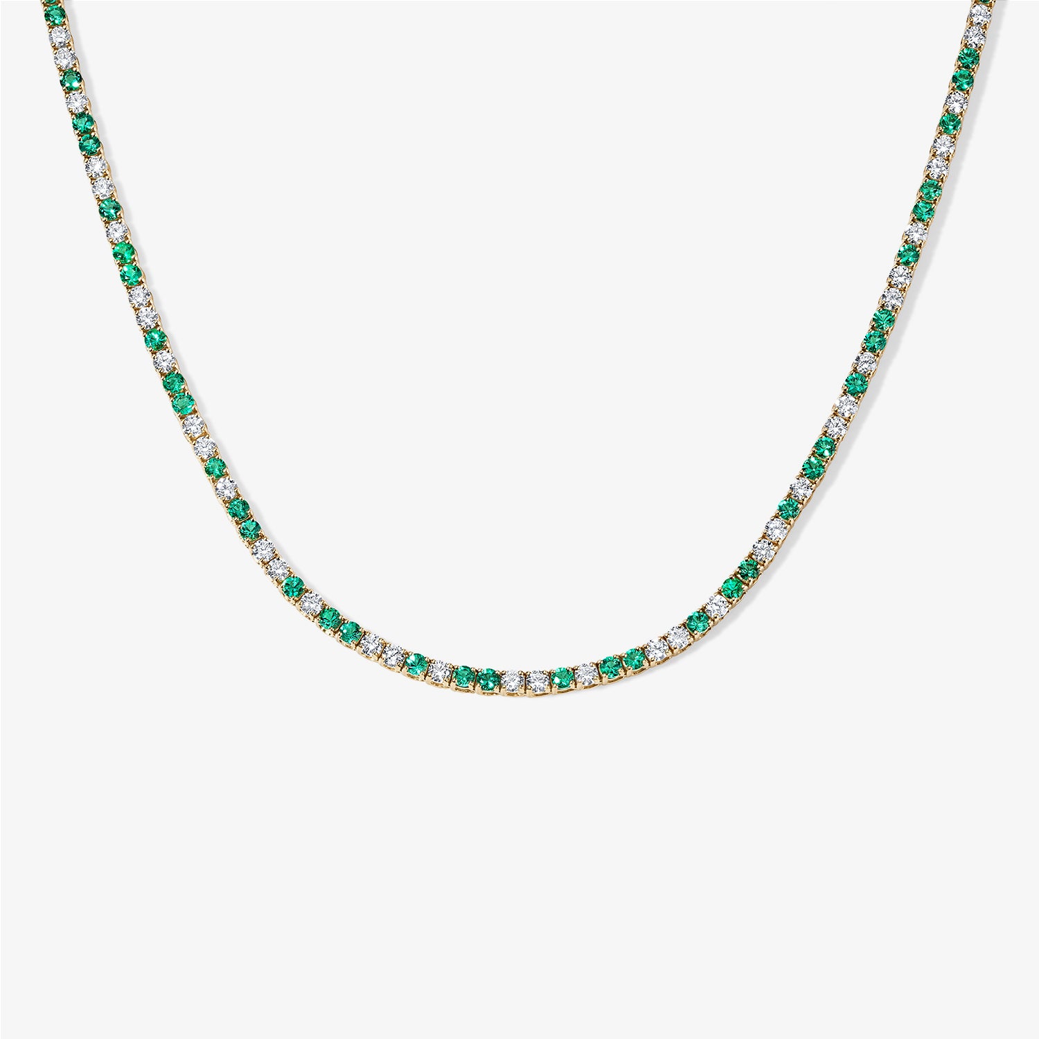 Grace Green Emerald and Diamond Tennis Necklace