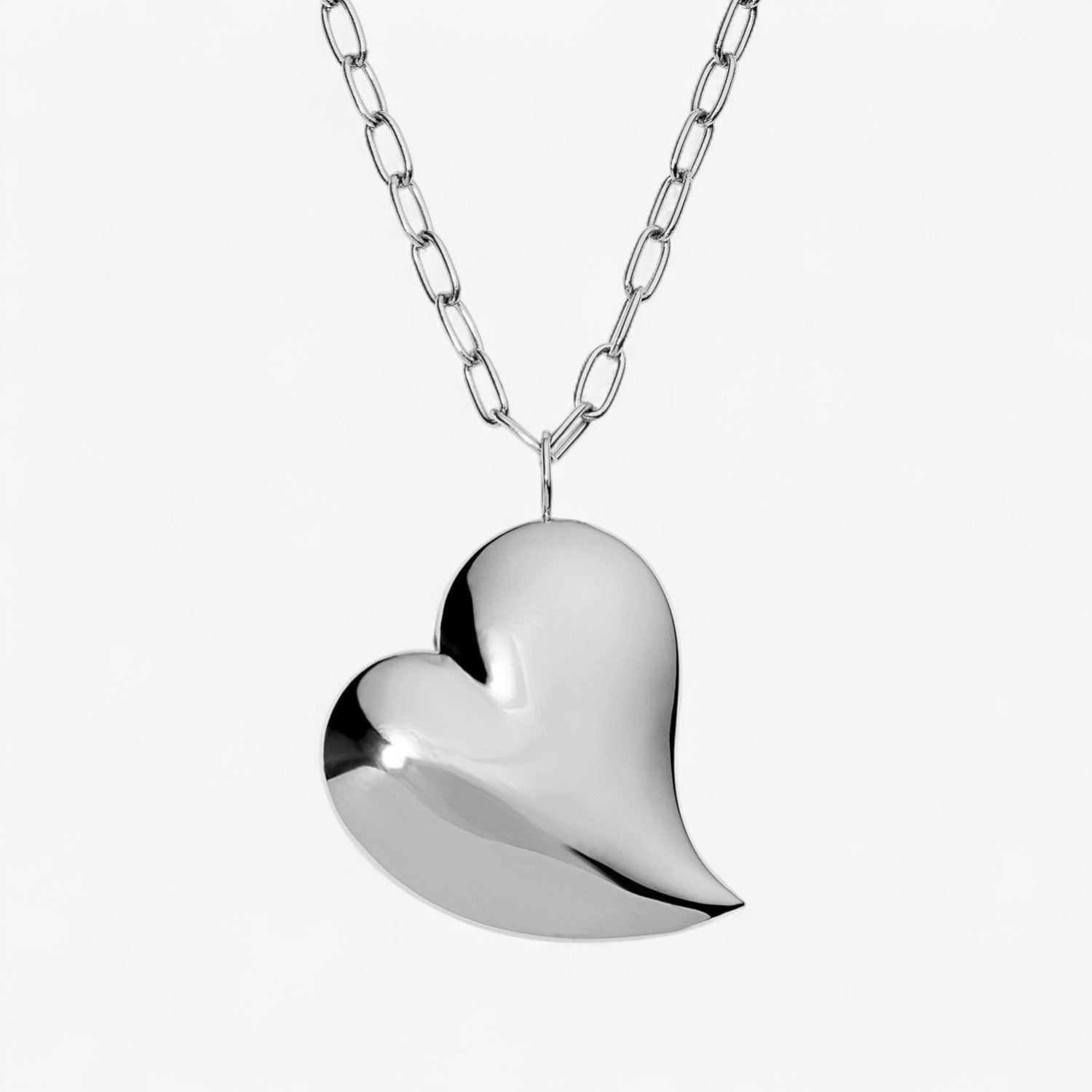 Vault Sale: Madison Jumbo Heart with Paperclip Chain Necklace 14K White Gold