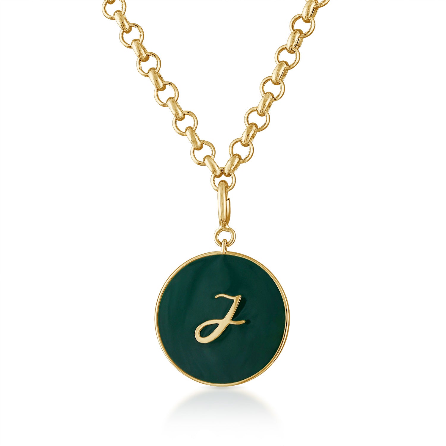 Enamel Disc with Gold Initial Necklace
