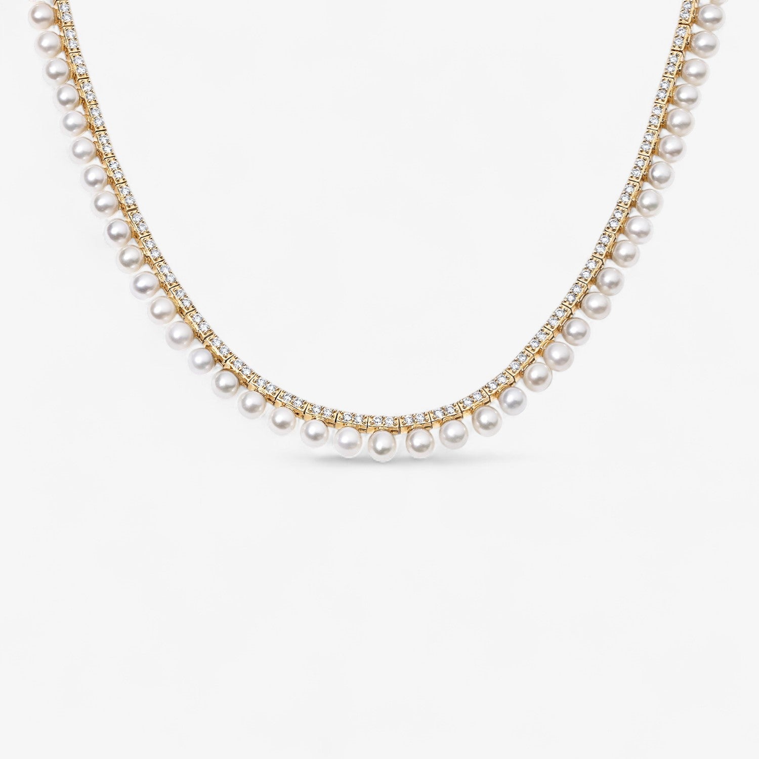 Grace Pearl and Diamond Tennis Necklace