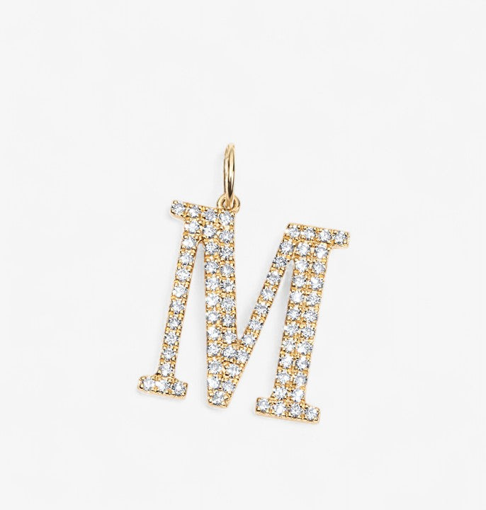 Sterling Silver Large Pave Initial Pendant