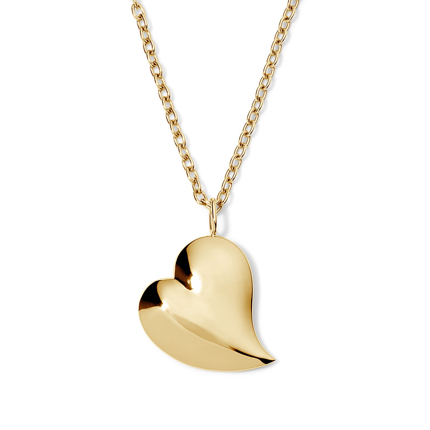 Heartfelt Gold Medium Puffy Heart with Cable Chain Necklace