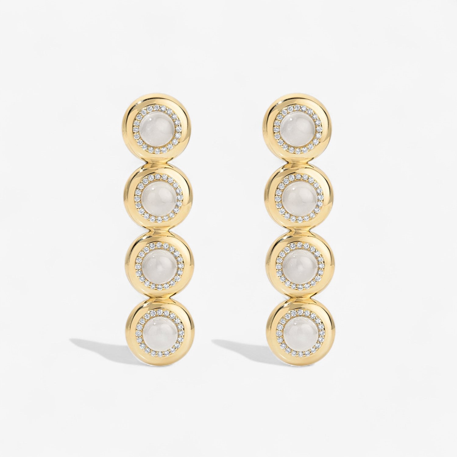 Moonstone Candy Button Drop Earrings