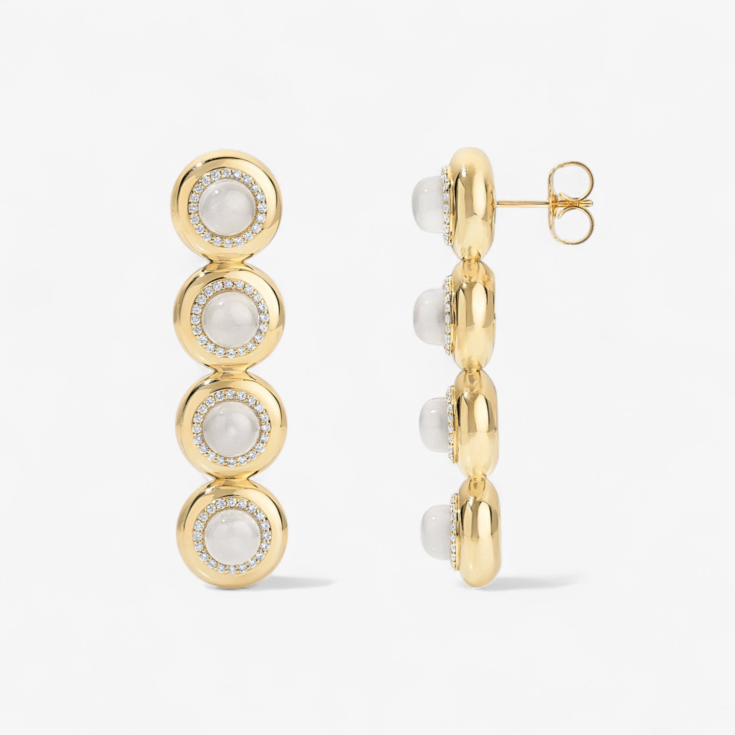 Moonstone Candy Button Drop Earrings