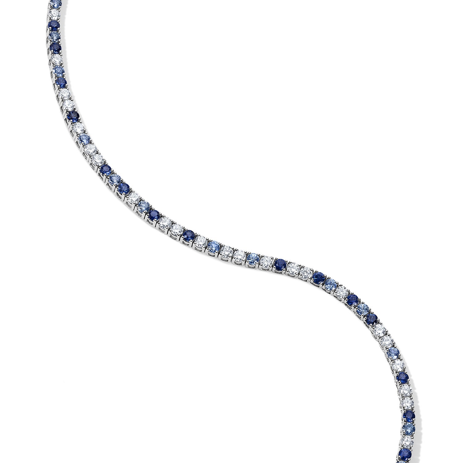 Grace Blue Sapphire and Diamond Tennis Necklace