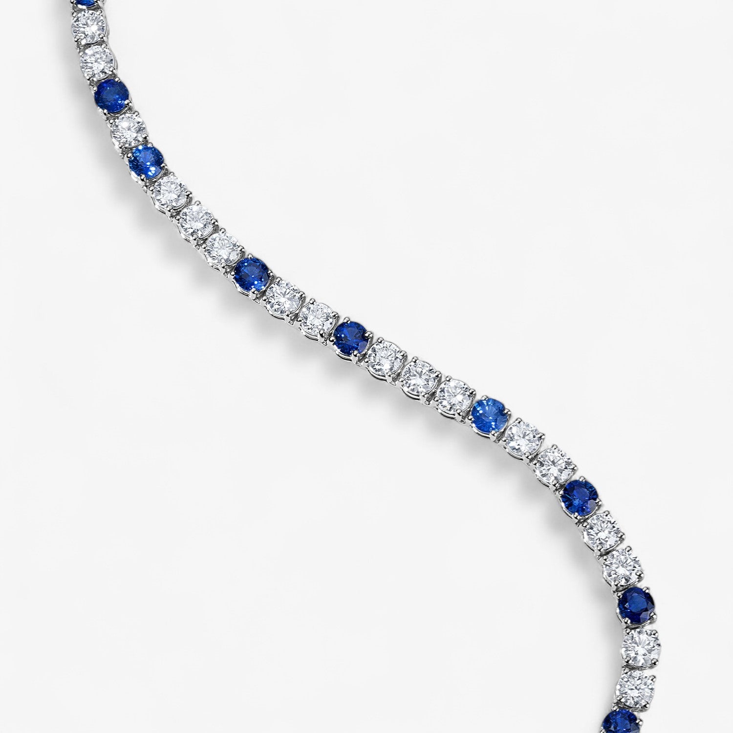 Blue Sapphire and Diamond Tennis Necklace