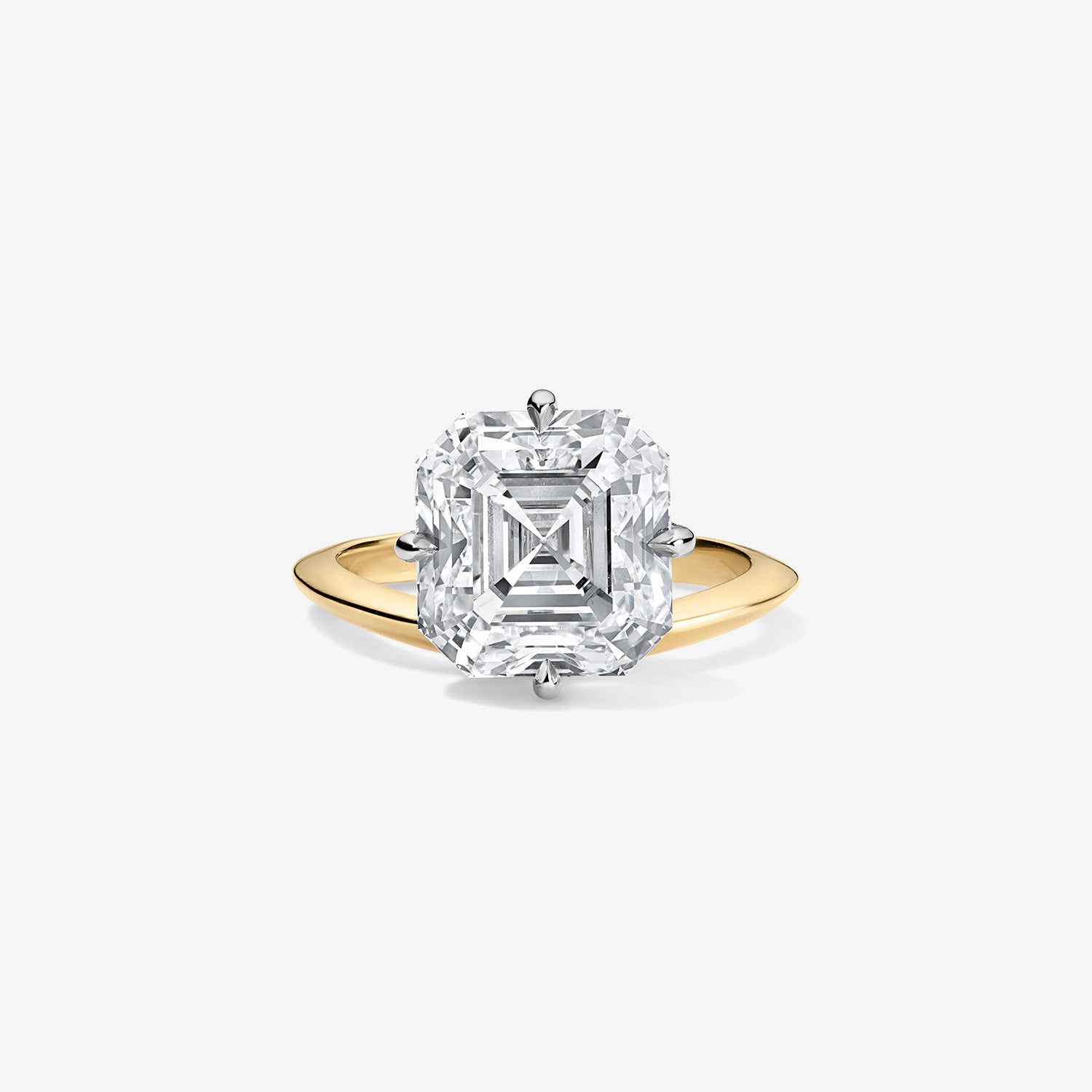 Floating Compass Set Asscher Diamond Ring