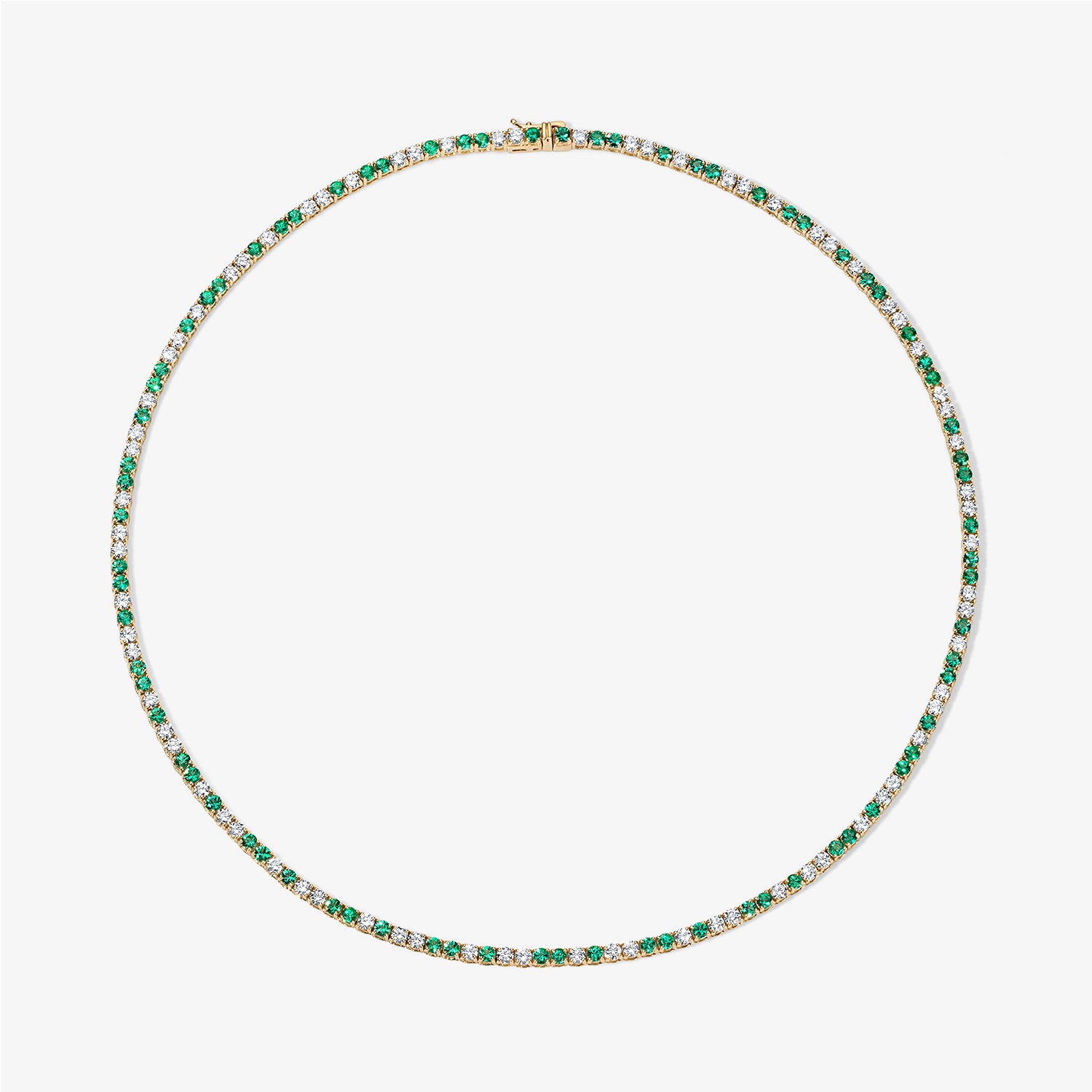 Grace Green Emerald and Diamond Tennis Necklace