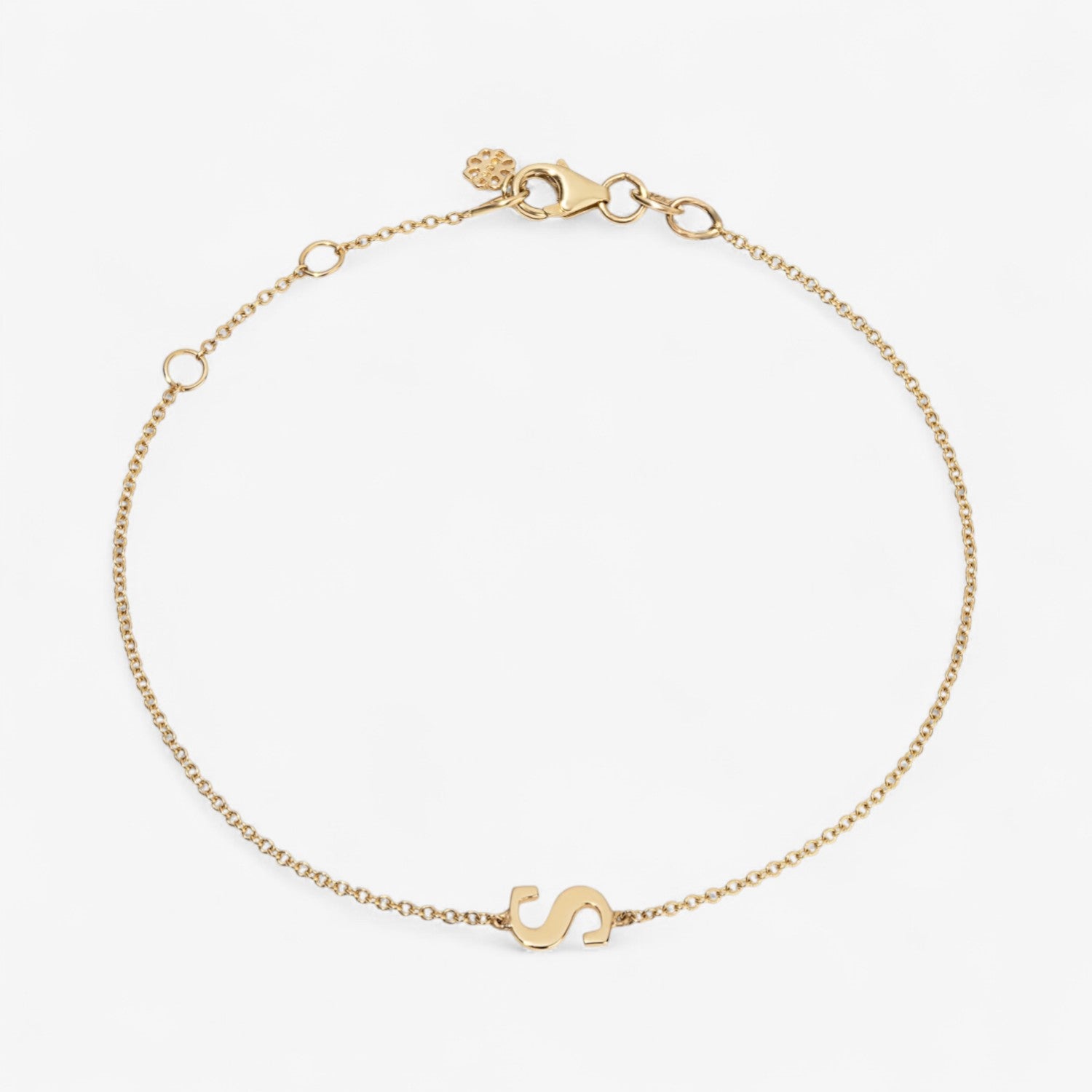 Sterling Silver Small Initial Bracelet