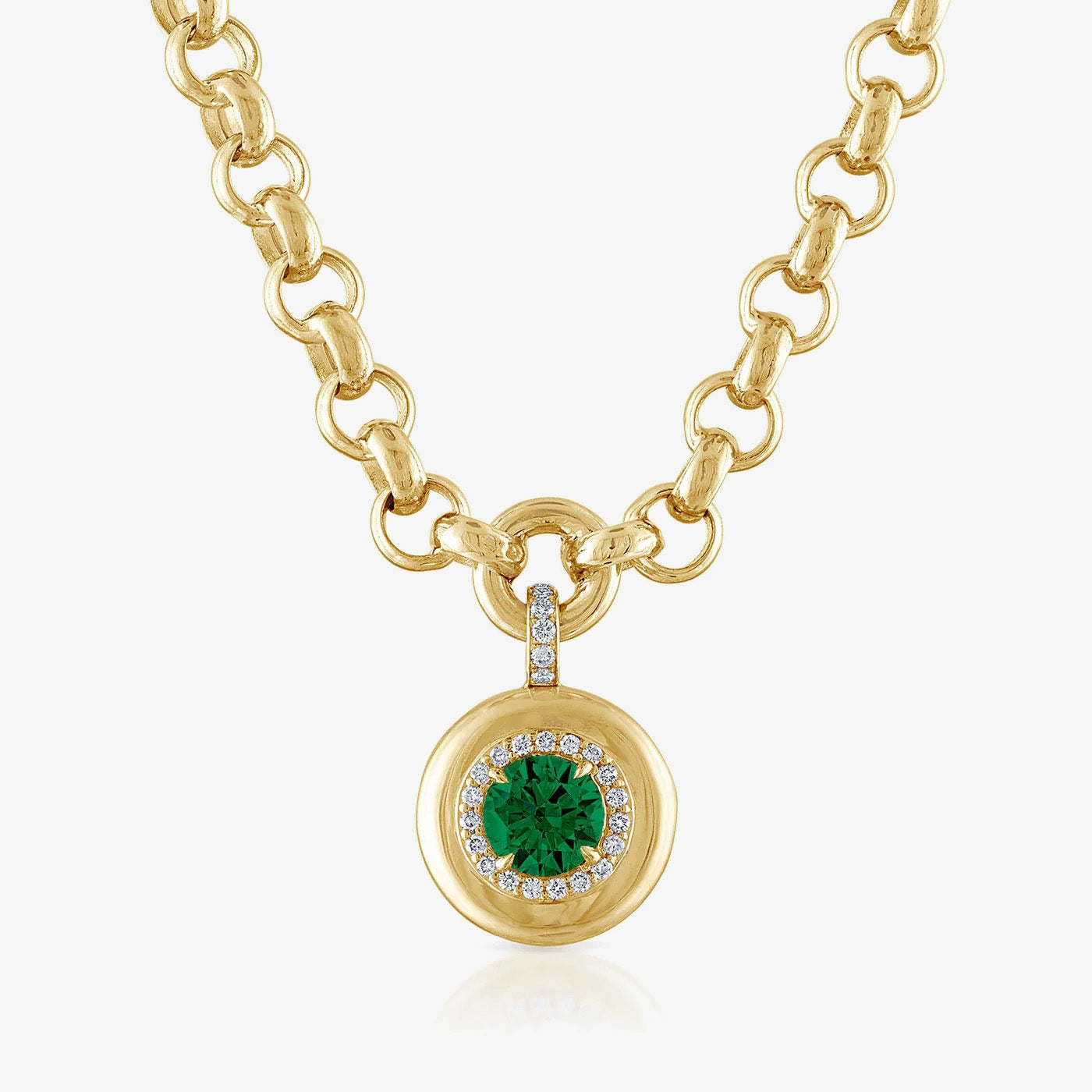 Emerald Candy Button Rolo Chain Necklace