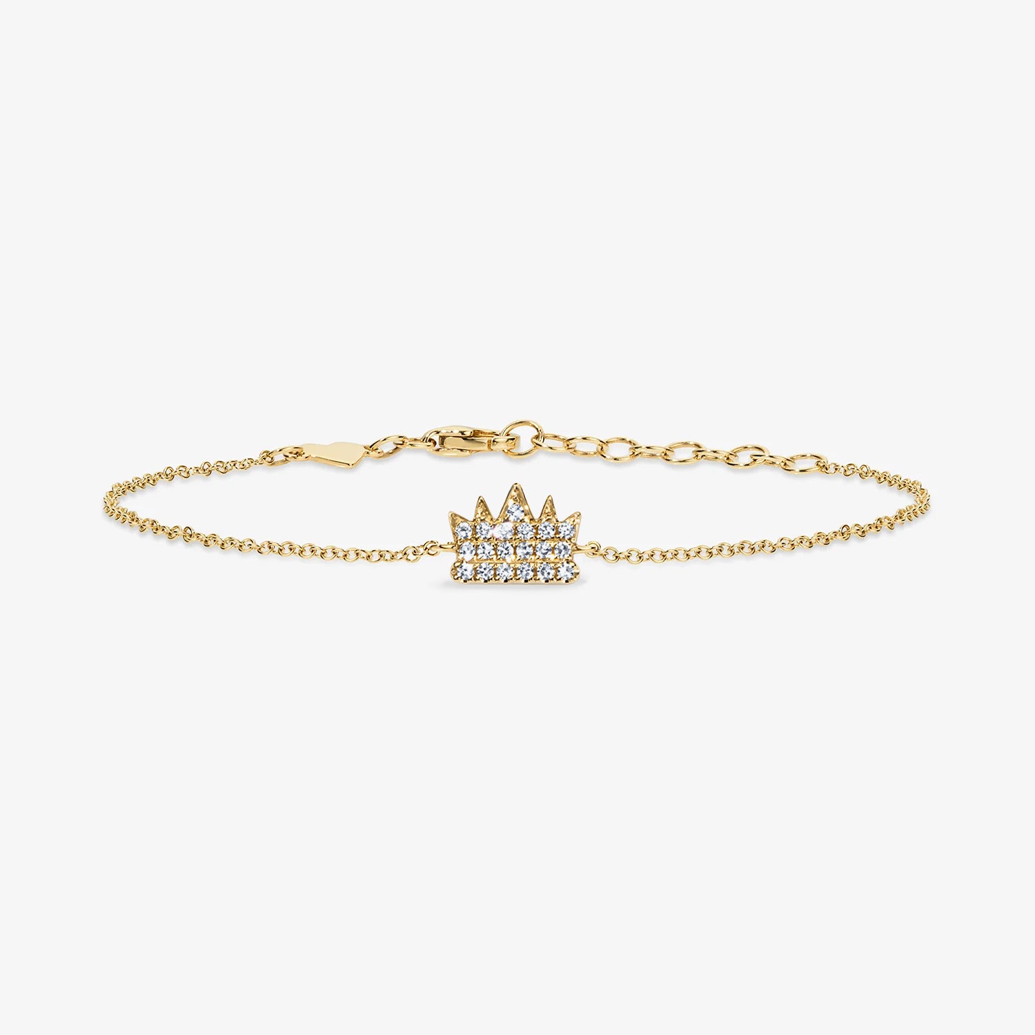 Mini Token Pave Crown Bracelet 14K Yellow Gold