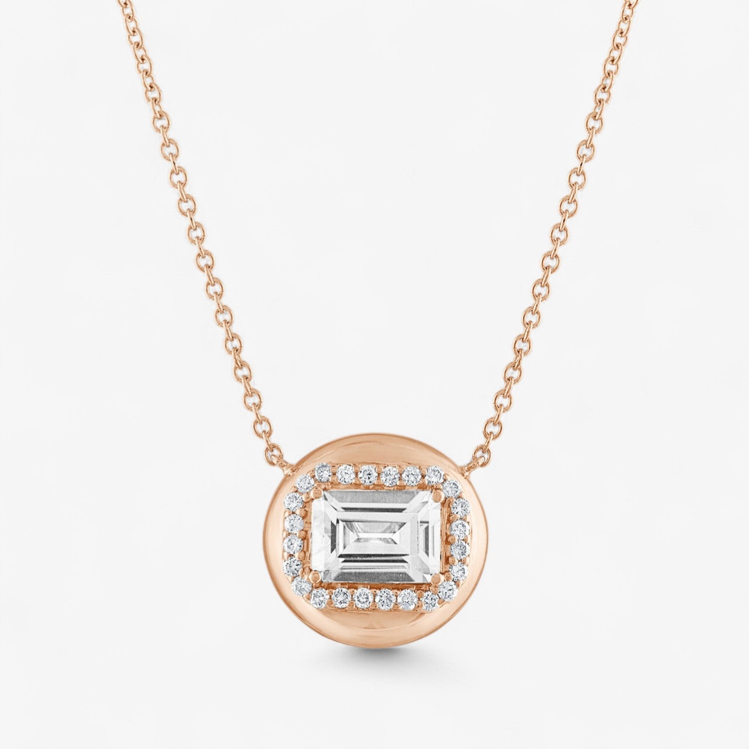 Mini White Topaz Button Pendant