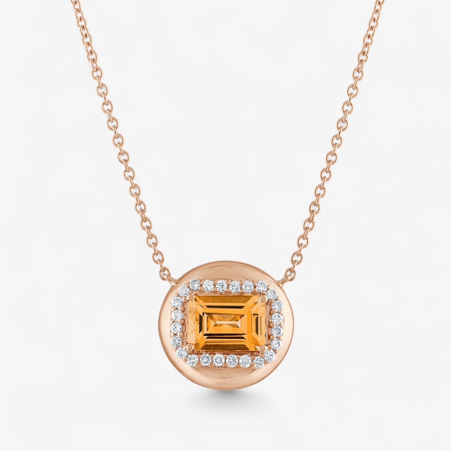 Mini Candy Button Pendant 14K Rose Gold Emerald Citrine