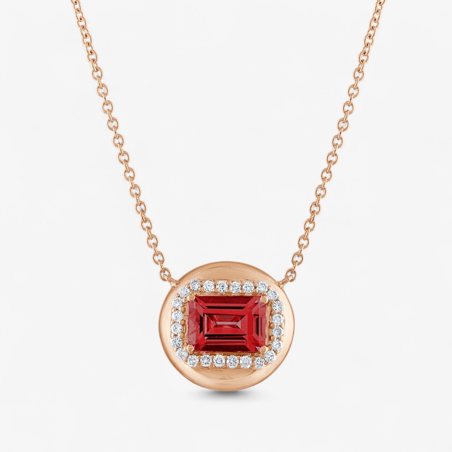 Mini Candy Button Pendant 14K Rose Gold Emerald Garnet