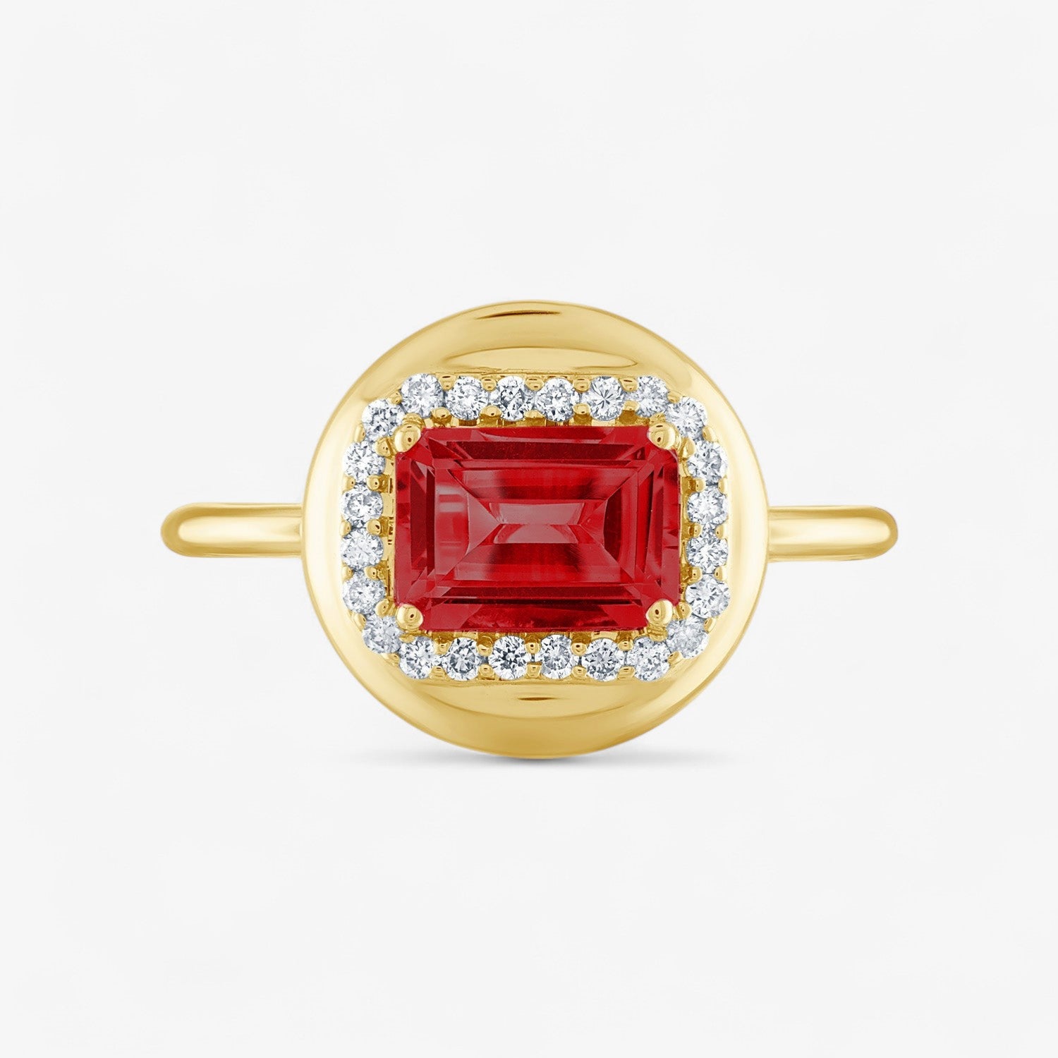 Discontinued Mini Candy Button Ring 14K Yellow Gold Garnet